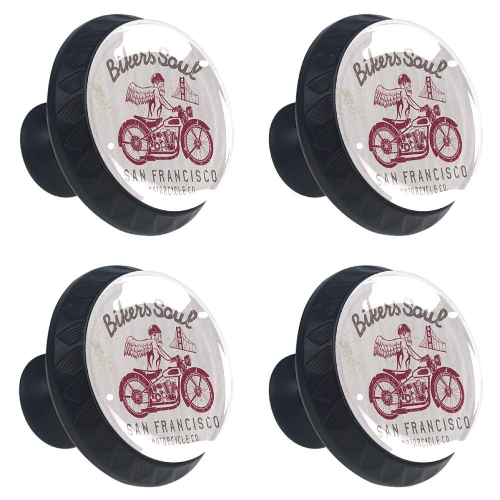Biker Skull Wings Cabinet Knobs - Motorcycle Themed Drawer Pulls for Home & Office