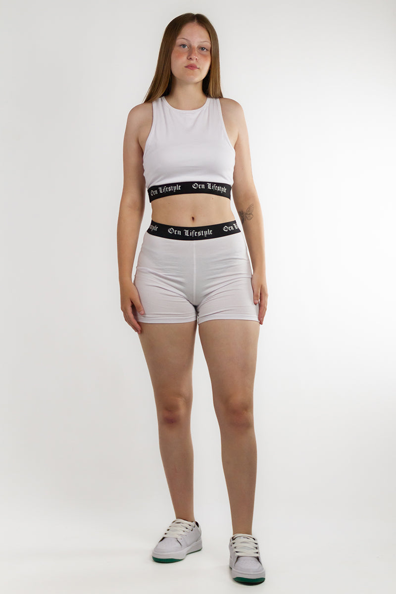Women's Boxer Briefs with Logo Tape - Comfortable Cotton Underwear for Workout, Yoga & Daily Wear - White