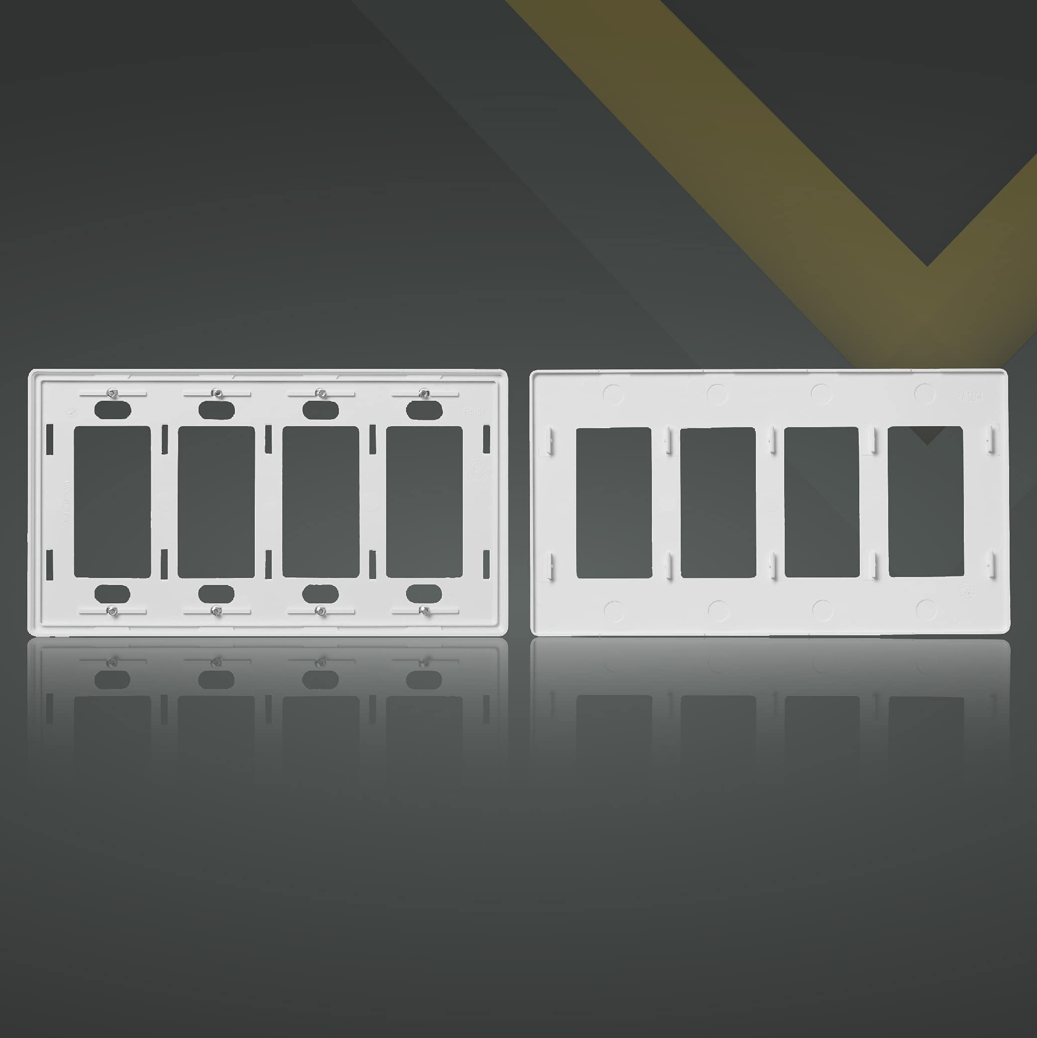 Faith 4-Gang Screwless Wall Plate Outlet Cover - Child Safe, Fits GFCI/USB/Dimmer/Lighting Controls - 4.68