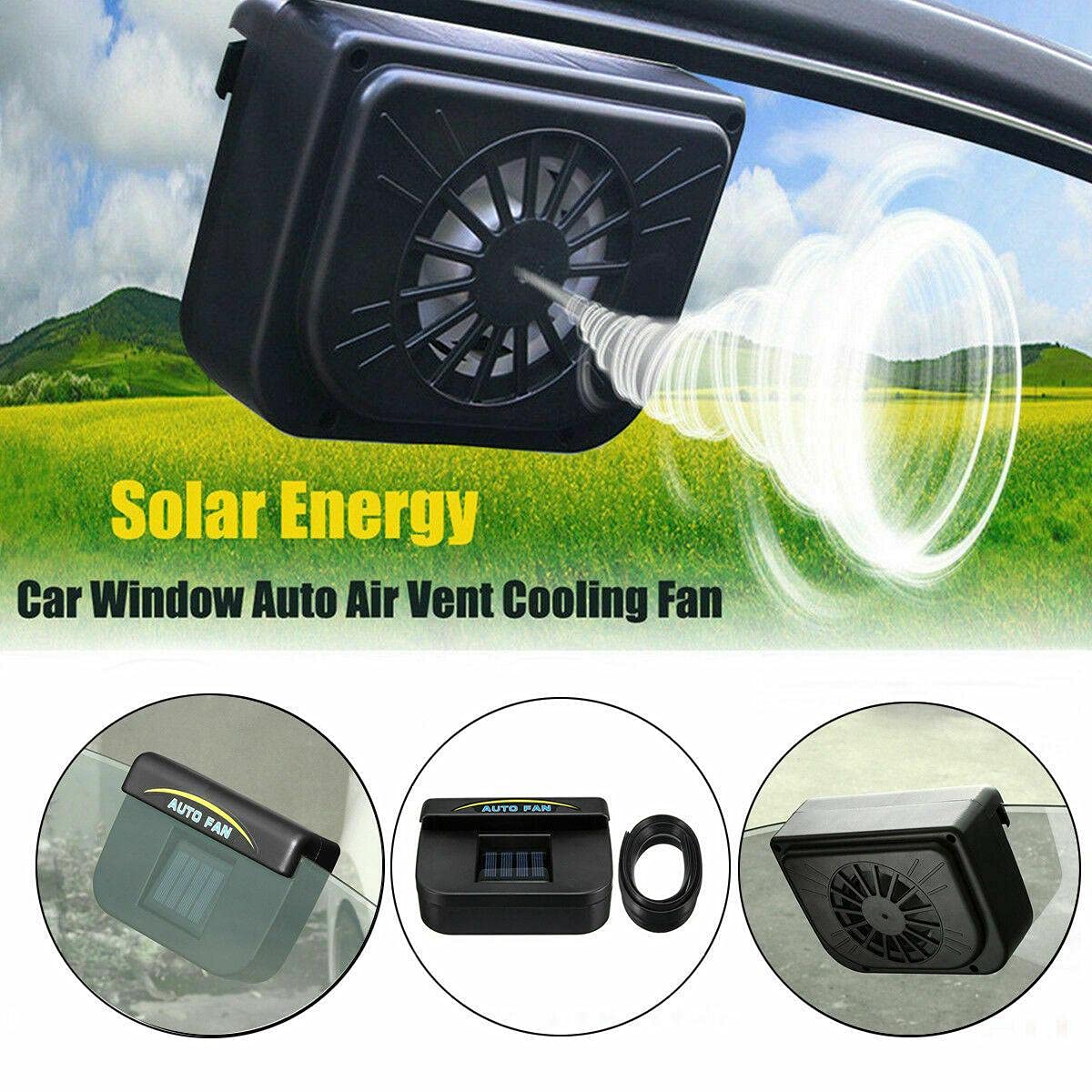 MACHSWON Portable Solar Car Fan - 12V Large Air Vent Fan for Automobiles | Car Air Cooler & Refresher | Black | Perfect for Road Trips & Hot Summer Days