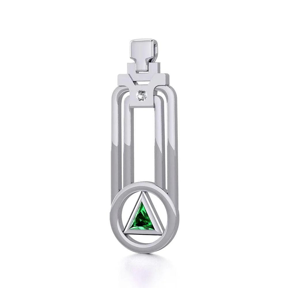 Modern Geometric Silver Pendant Necklace with Genuine Gemstone - Elegant Healing Jewelry for Women - Perfect for Meditation, Yoga & Spiritual Gifts TPD5356