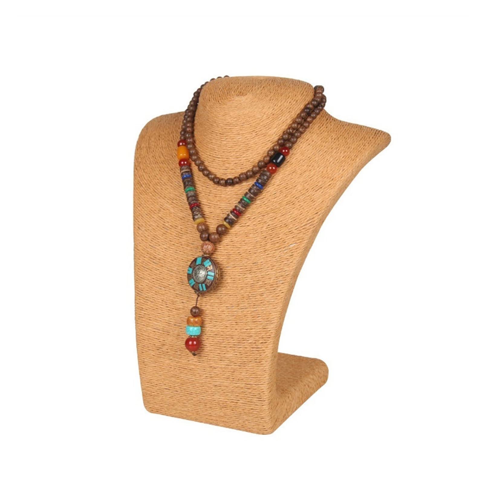 Jewelry Organizer Display Stand - Pendant Chain Necklace Holder with Hemp Rope for Jewelry Storage & Decoration (Small) - Perfect for Boutique Displays, Craft Shows & Home Jewelry Organization