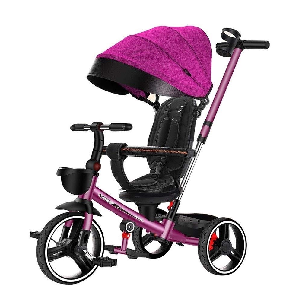 4 in 1 Convertible Baby Bicycle Stroller with Swivel Safety Fence - Foldable Kids Toy Car Seat for Boys & Girls - Perfect Birthday Gift (Purple) | Ideal for Outdoor Walks, Park Visits & Family Adventures