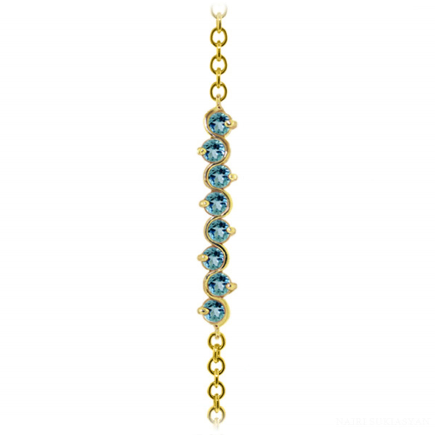 1.55 Carat 14K Solid Gold Bracelet with Natural Blue Topaz - Elegant Galaxy Gold GG Jewelry for Women | Perfect for Weddings, Anniversaries & Special Occasions
