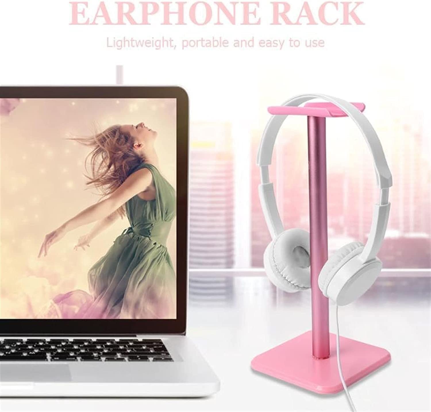 Premium Headphone Stand - Adjustable Desktop Earphone Holder for PC, Monitor, or Wall Mount - Durable Headset Display Rack with Non-Slip Base (Black) - Perfect for Gaming Setup, Home Office & Workspace Organization