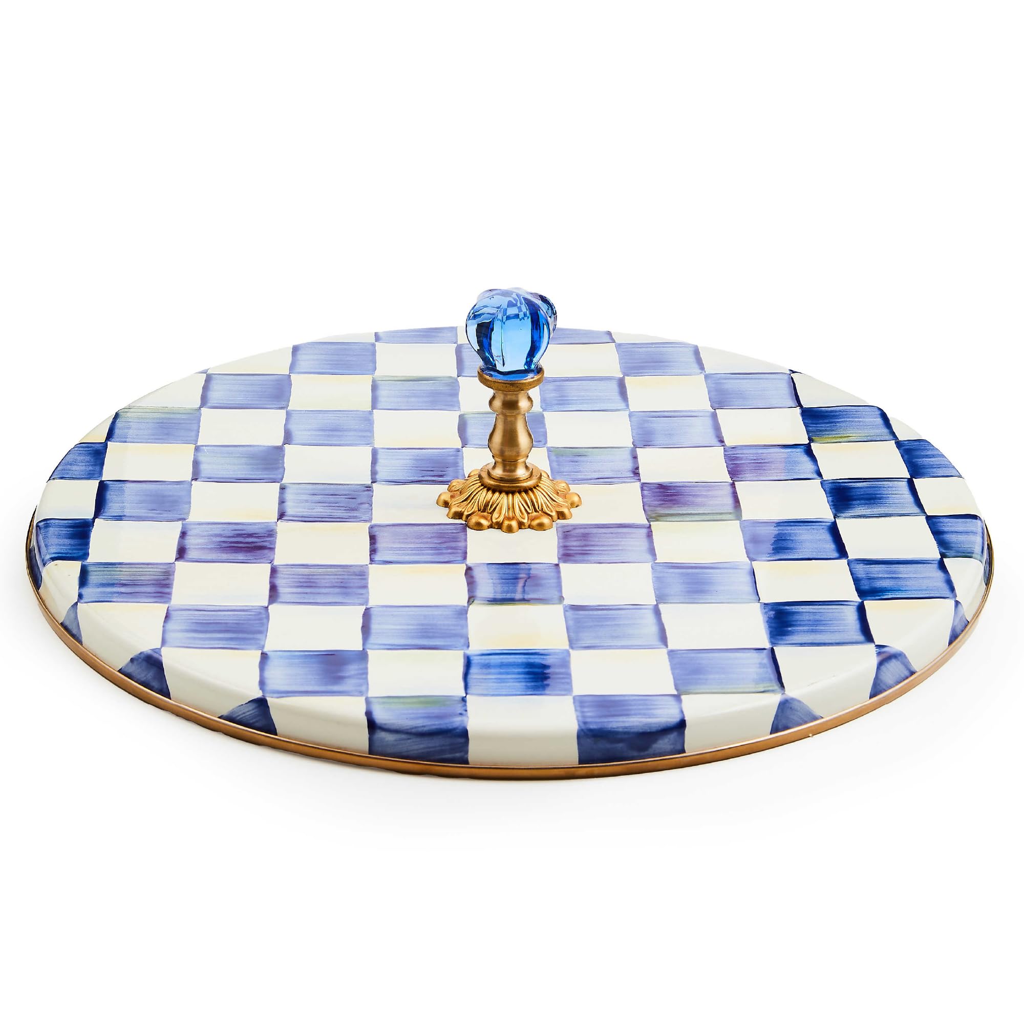 MACKENZIE-CHILDS Blue-and-White Royal Check Cheese Board Set - Elegant Charcuterie Serving Tray for Cheese, Crackers & Charcuterie - Perfect for Dinner Parties, Wine Nights & Holiday Entertaining
