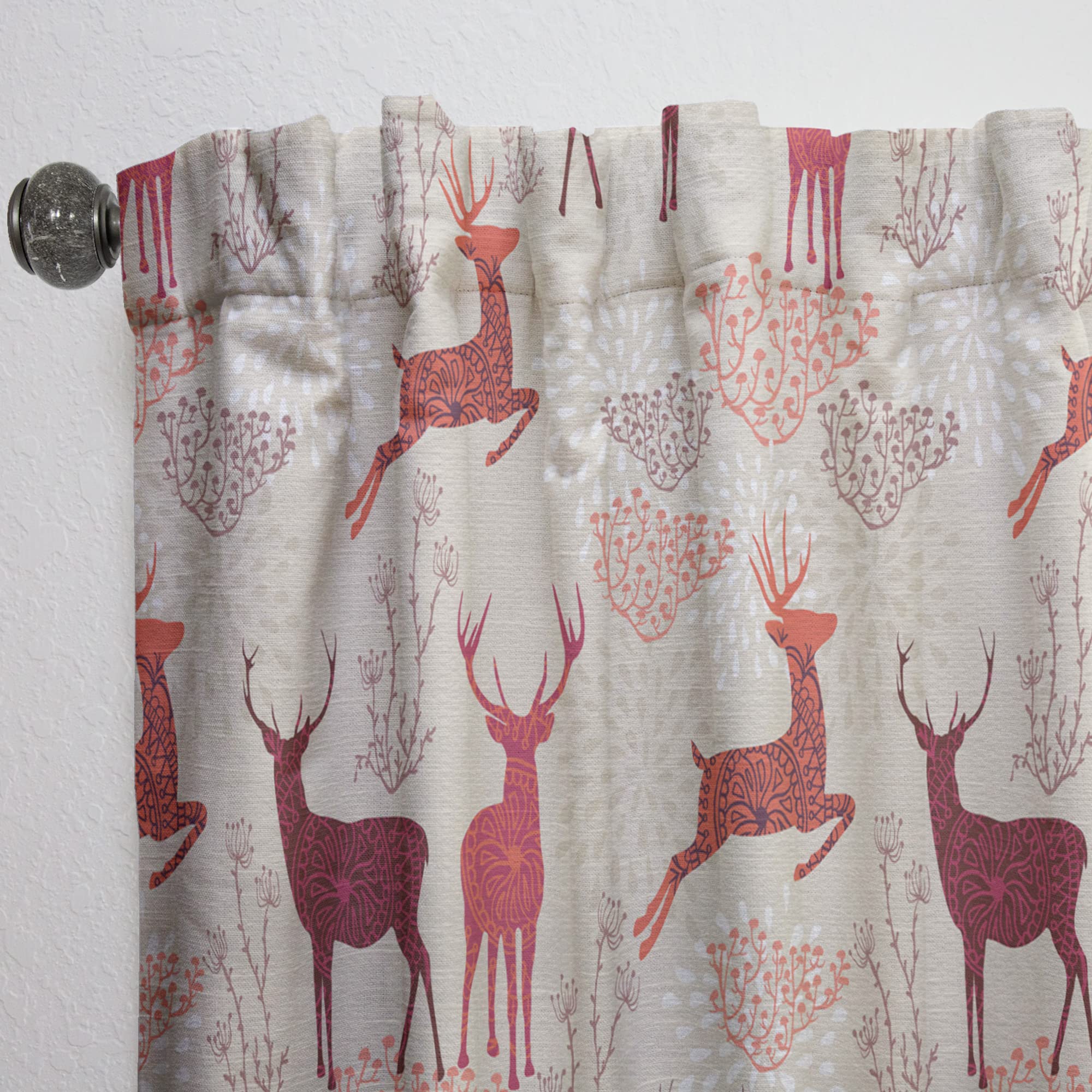 DesignQ Thermal Insulated Christmas Deer Pattern Curtains - Single Panel 52x108 - Perfect for Bedroom & Living Room Decor During Holidays