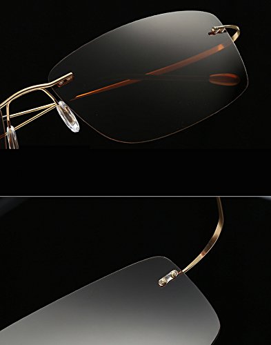 Titanium Rimless Polarized Sunglasses for Men & Women - Lightweight, Durable & Stylish for Driving, Outdoor Sports & Fashion