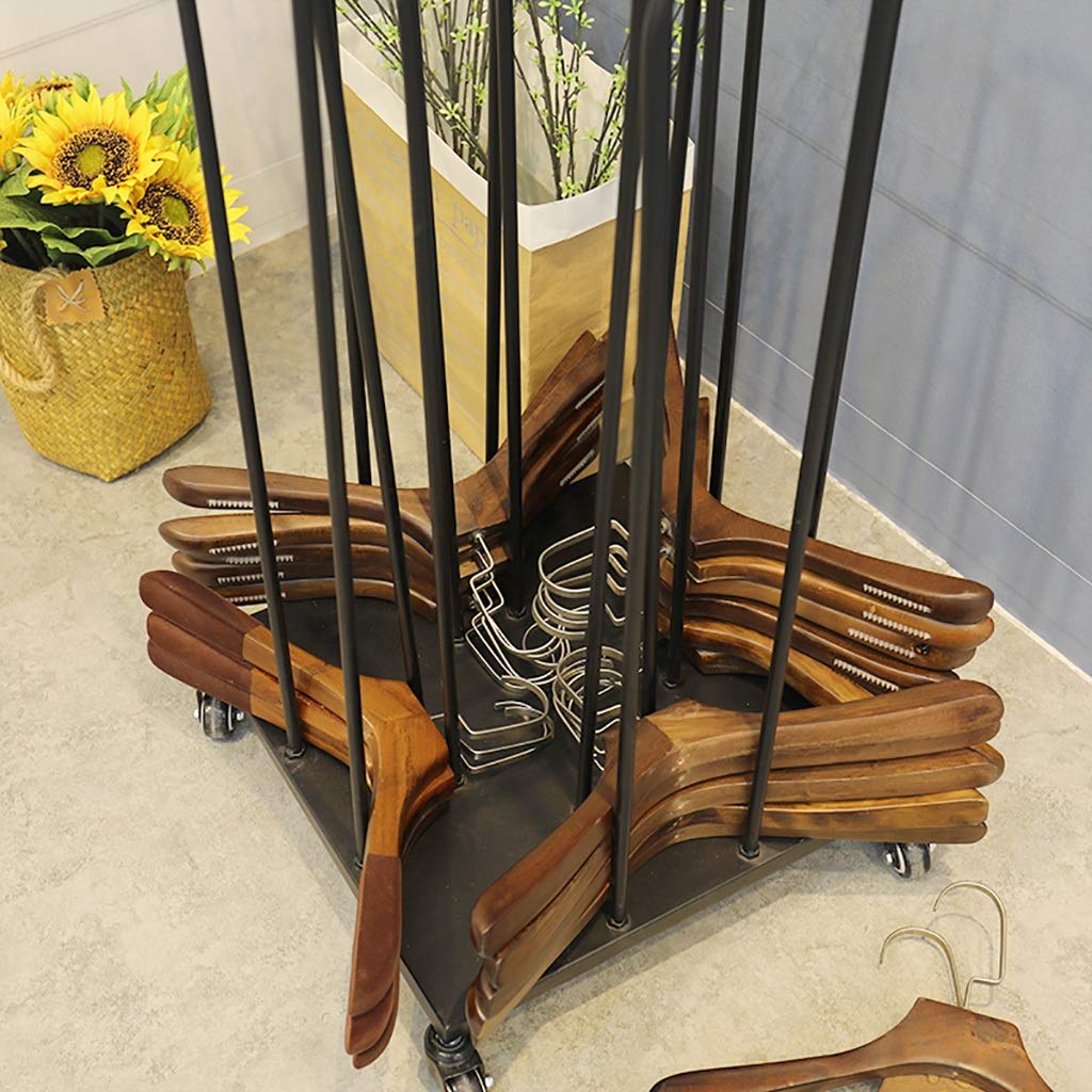 Wheeled Hanger Stacker Stand with 4 Casters - Heavy Duty Wooden Hanger Organizer Holds 150 Hangers - Space Saving Closet Storage Solution for Bedroom, Laundry Room & Retail Stores