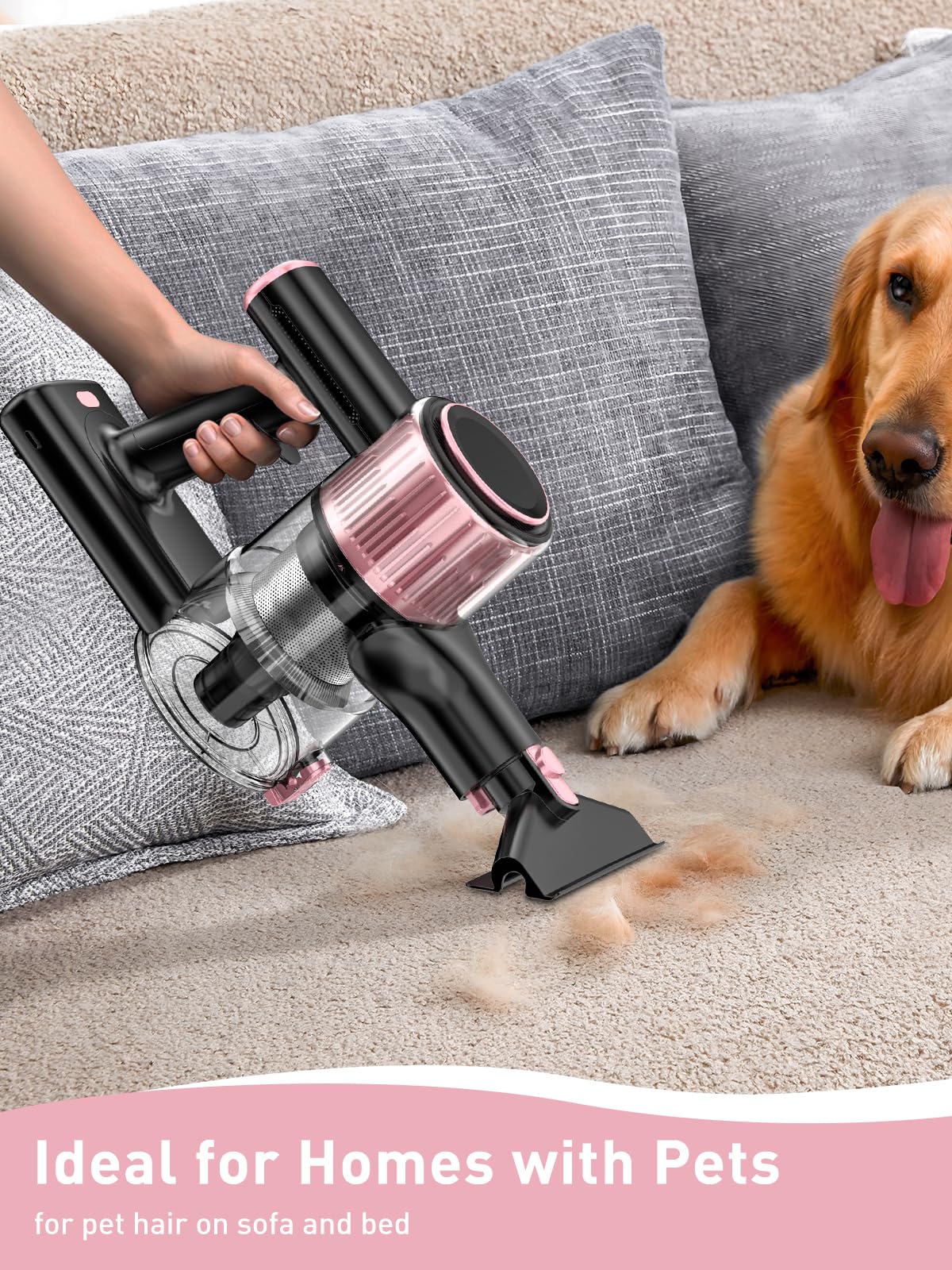 8-in-1 Cordless Stick Vacuum Cleaner 30Kpa with Anti-Tangle Brush & Green Light - 3 Cleaning Modes, 40 Min Runtime - Lightweight for Hardwood Floors, Pet Hair - Perfect for Home Cleaning, Quick Pickup, Car Detailing & Pet Owners