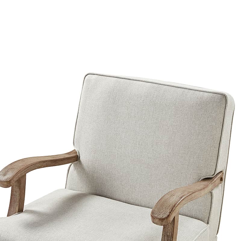 Randolph Farmhouse Upholstered Accent Chair with Wooden Legs - Comfortable Living Room Armchair for Home Decor, Reading Nook & Cozy Sitting Area (Multiple Style Options Available)
