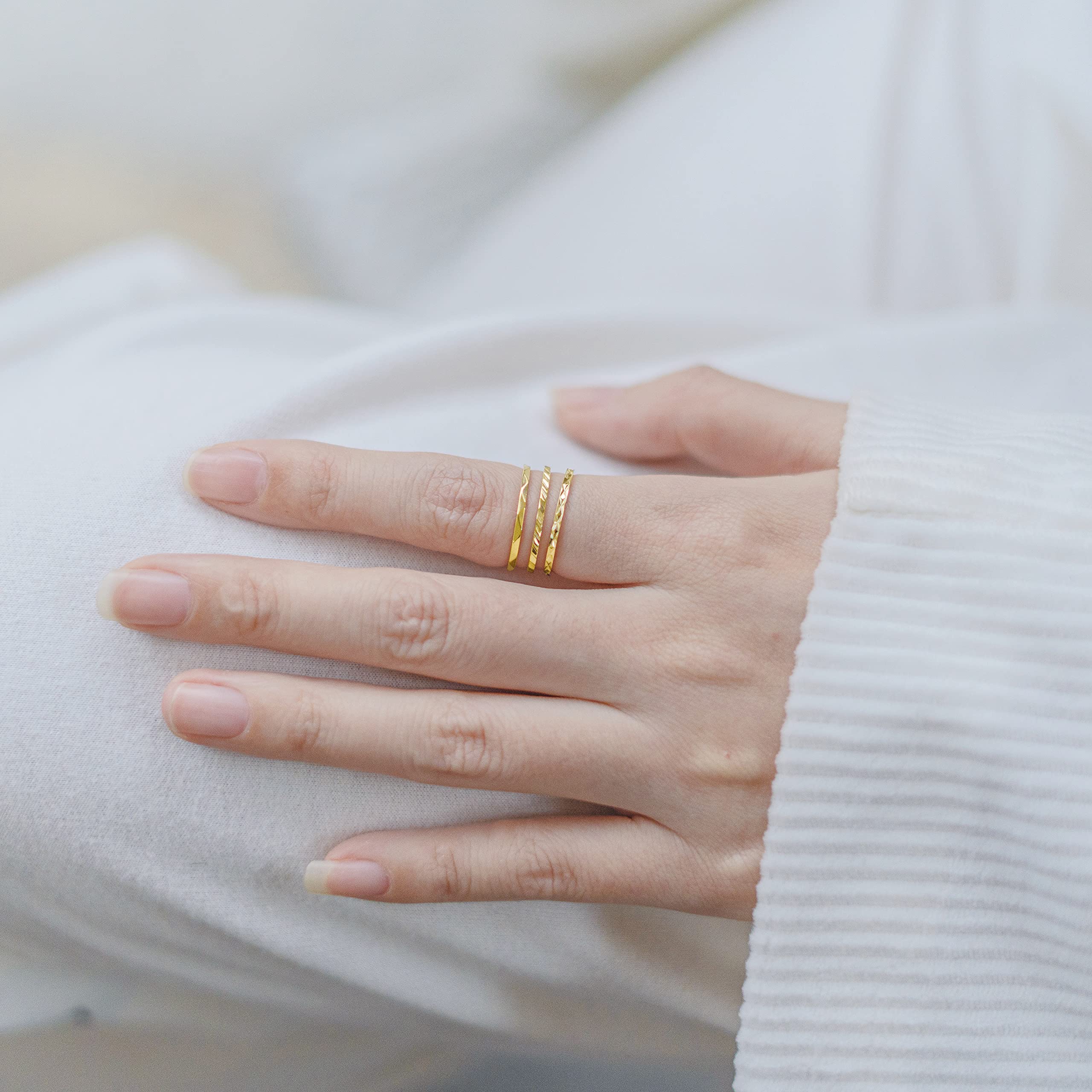 KAZITSAN 3pc Stainless Steel Rings for Women & Men - Silver/Rose Gold Wedding Bands, Stackable for Daily Wear & Gifts