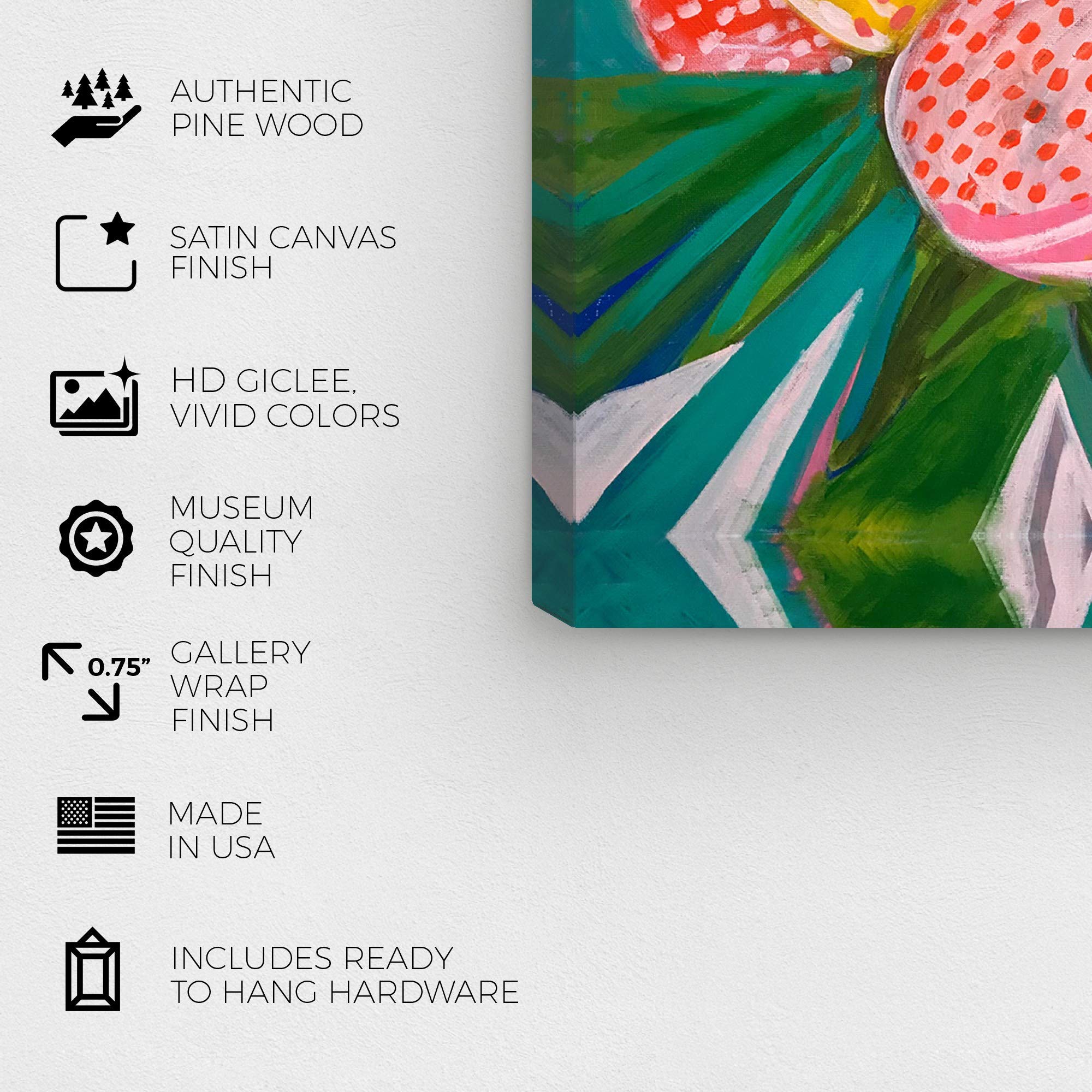 Wynwood Studio Food & Cuisine Wall Art Canvas Print - Tropical Papaya & Berries Party Fruits Painting - 20x30 Inch Green & Pink Home Decor - Perfect for Kitchen, Dining Room & Cafe Wall Decoration