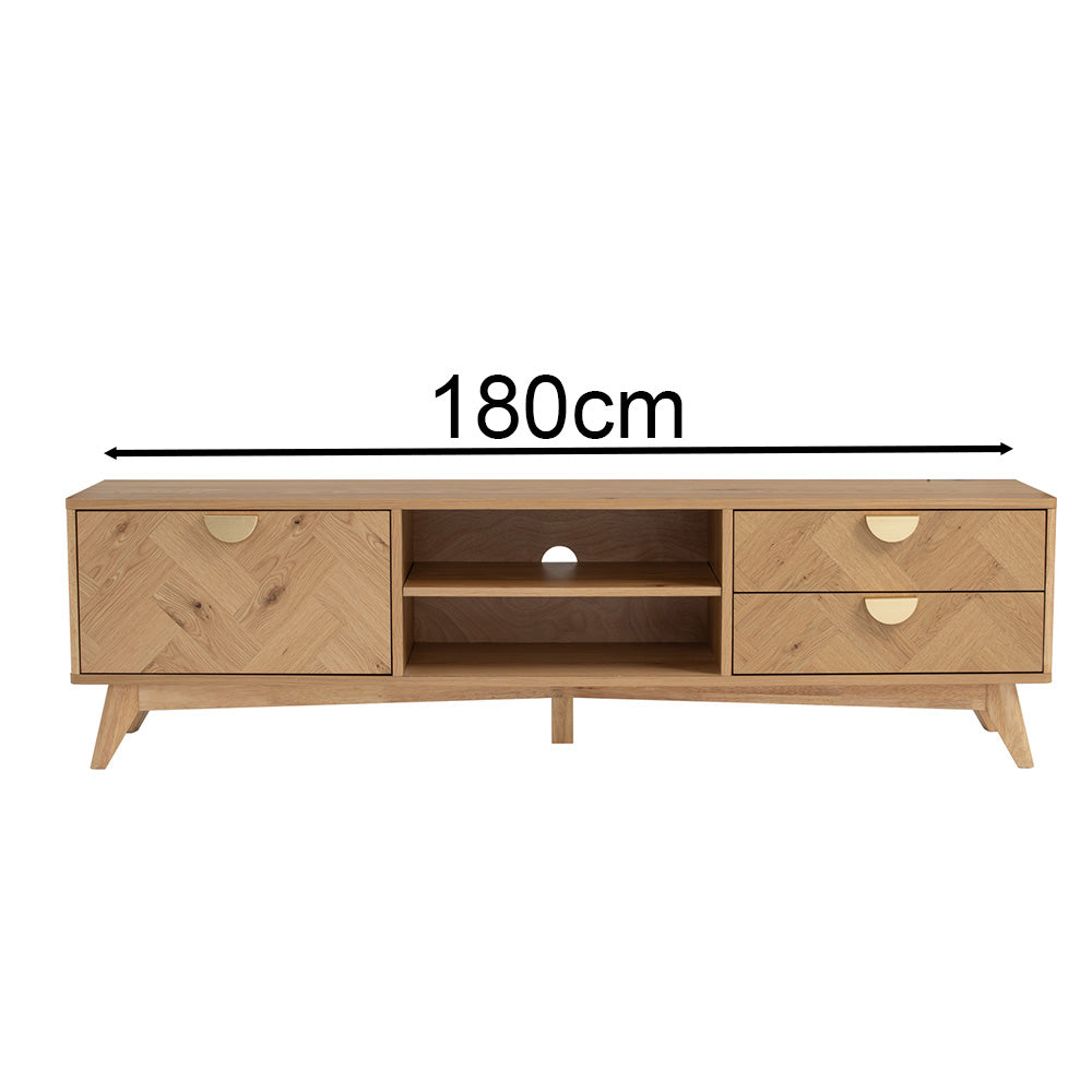 LOFTUS 180cm Oak Entertainment TV Stand - Modern TV Console for Living Room, Bedroom & Home Theater
