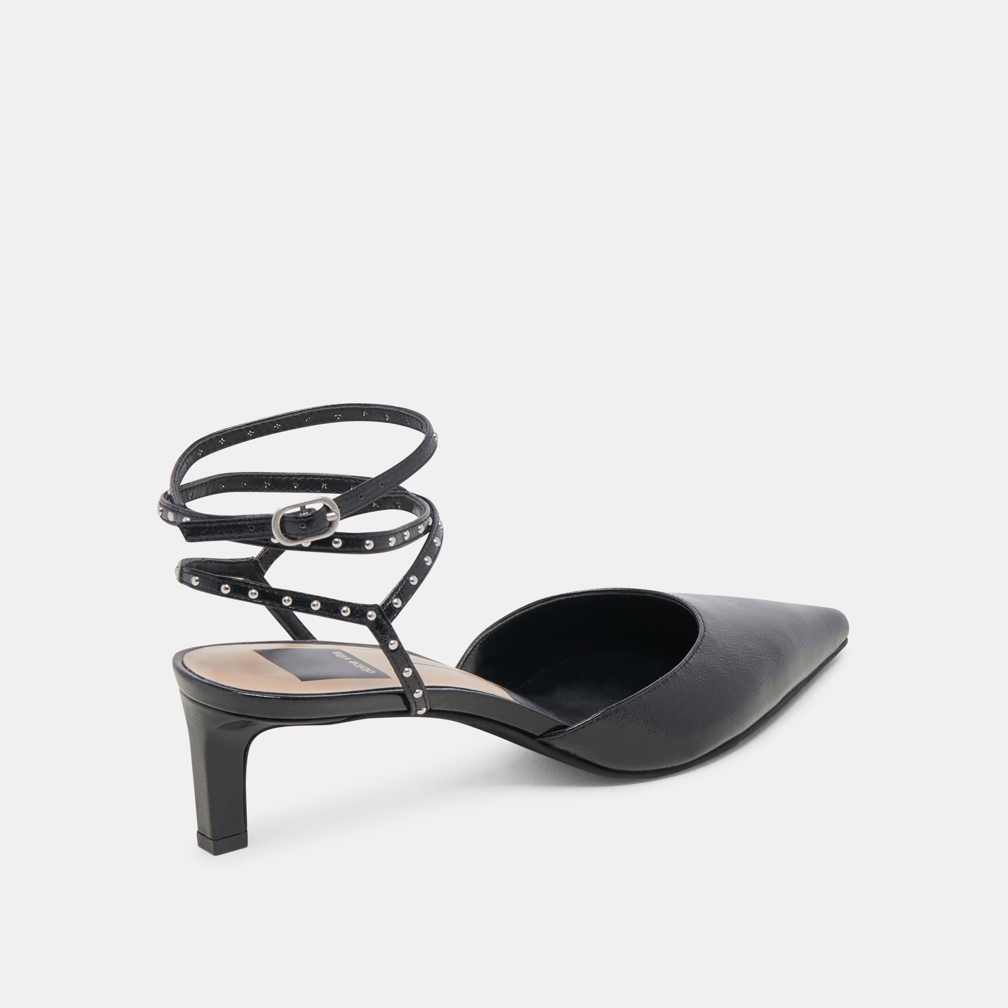 LOKLYN Studded Heels for Women - Midnight Crinkle Patent Leather High Heels for Party, Night Out & Special Occasions