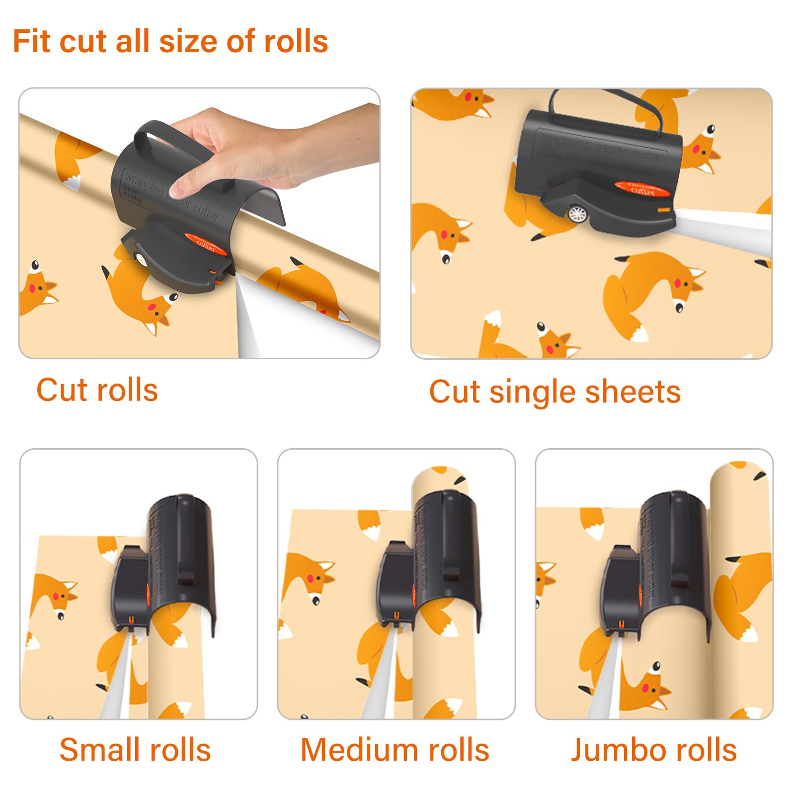 3-in-1 Wrapping Paper Cutter with Replaceable Blades - Perfect for Christmas, Birthday & Holiday Gift Wrapping - Includes Tube Holder & Sliding Slicer for Easy Paper Cutting (Ideal for Home, Office & Craft Projects)