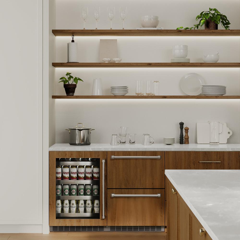 ZLINE 24 Inch Stainless Steel Outdoor Rated Dual Refrigerator Drawer - Panel Ready Doors (RDSPO 24) - Perfect for Outdoor Kitchens, Patio Bars & Entertaining Areas