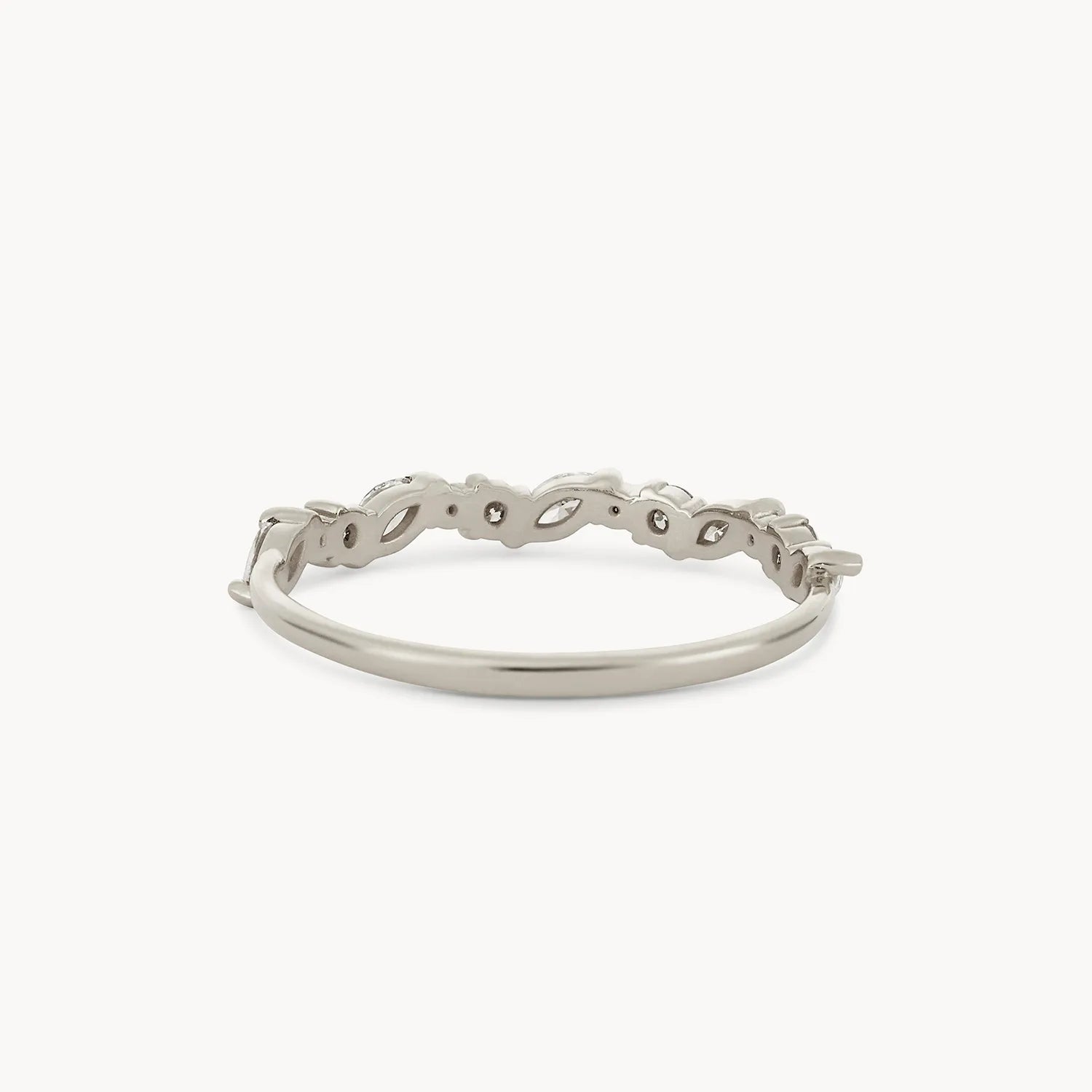 14K White Gold Reverie Band with White Diamonds - Elegant Stackable Ring for Weddings, Anniversaries & Everyday Wear