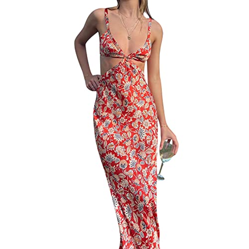 P-red Cutout Maxi Dress