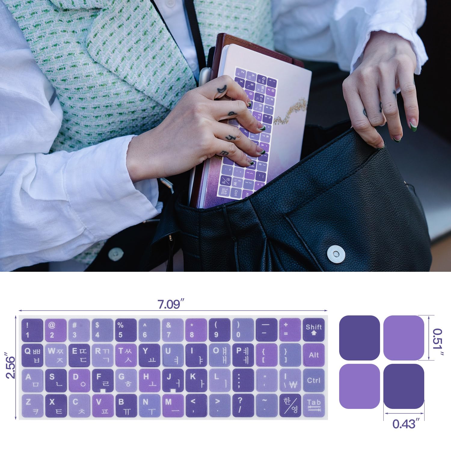 2-Pack Korean Keyboard Stickers - White Letters on Purple Background | Korean-English Bilingual Keyboard Labels for Laptop, Desktop & Notebook | Perfect for Language Learners & Korean Typing Practice