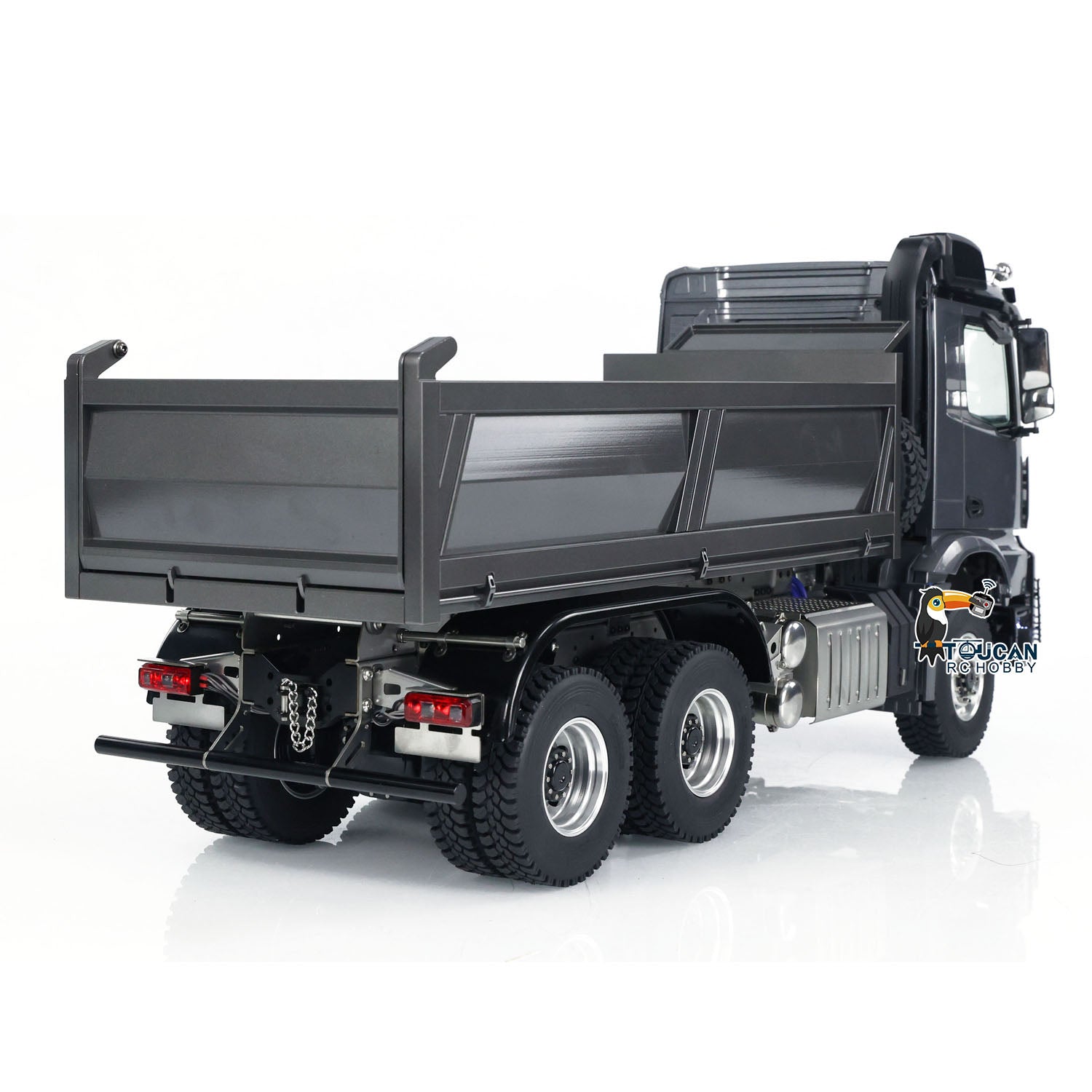 1:14 Scale Metal Hydraulic RC Dump Truck - 6x6 Remote Control Construction Vehicle with Sound & Light System, Bucket Hopper & Lifting Function - Perfect for Construction Site Play, Collecting, and STEM Learning