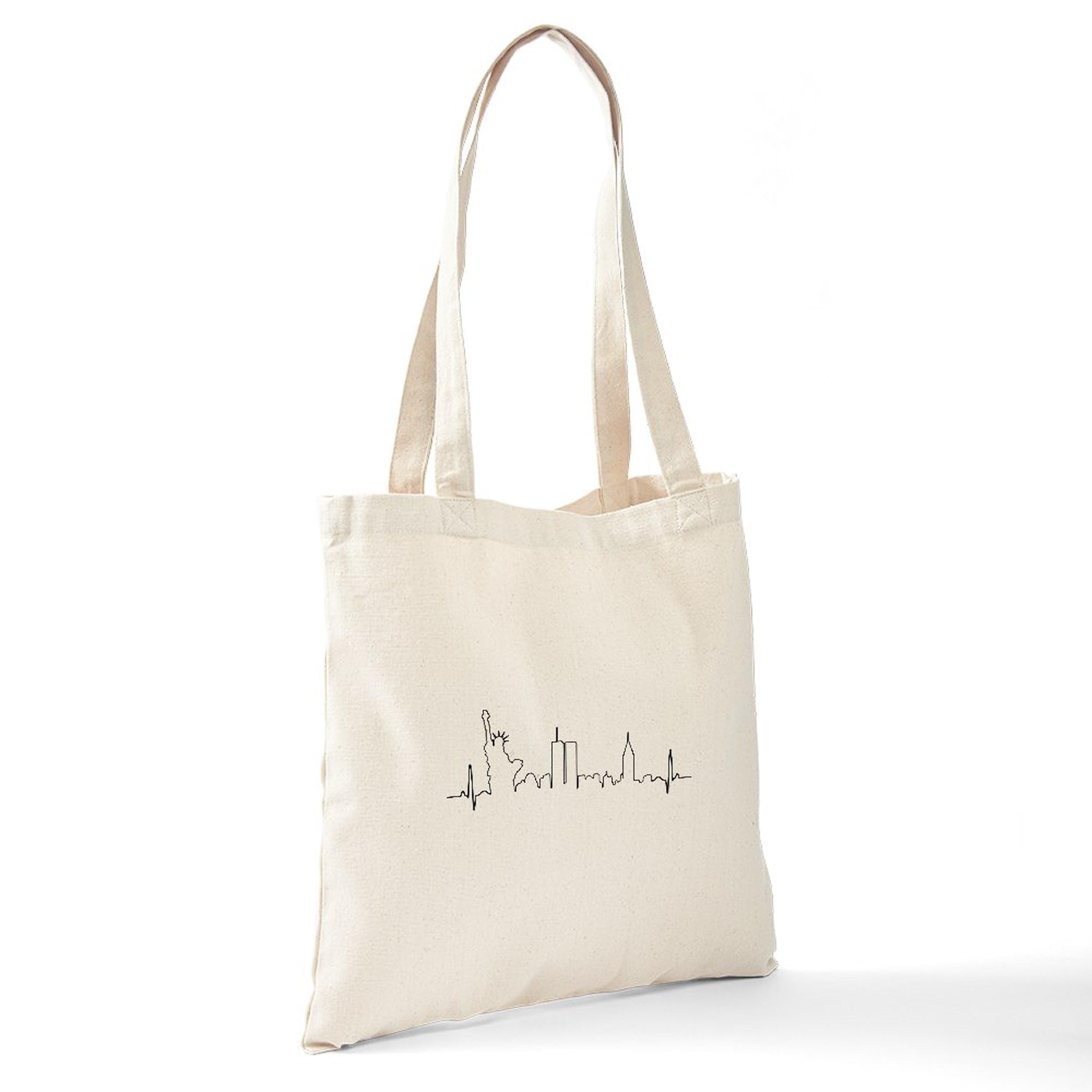 New York Heartbeat Tote Bag - Natural Canvas Reusable Shopping Bag for Groceries, Beach & Everyday Use | CafePress