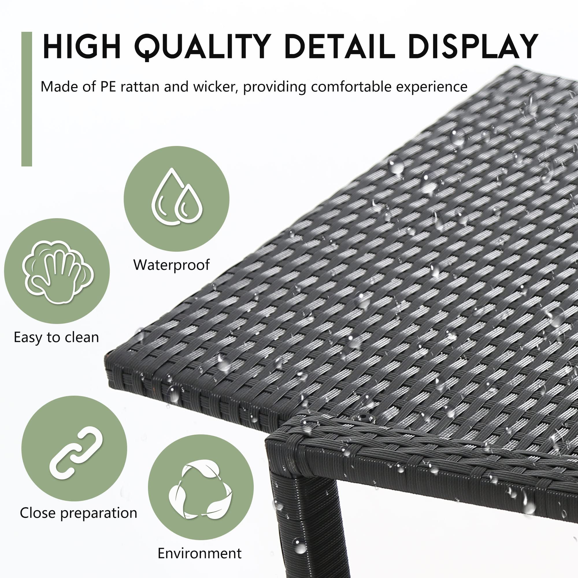 FDW 3-Piece Wicker Patio Furniture Set - Outdoor Rattan Bistro Set with Rocking Chair & Coffee Table for Backyard, Porch, Poolside, Lawn - Perfect for Relaxing & Entertaining - Black