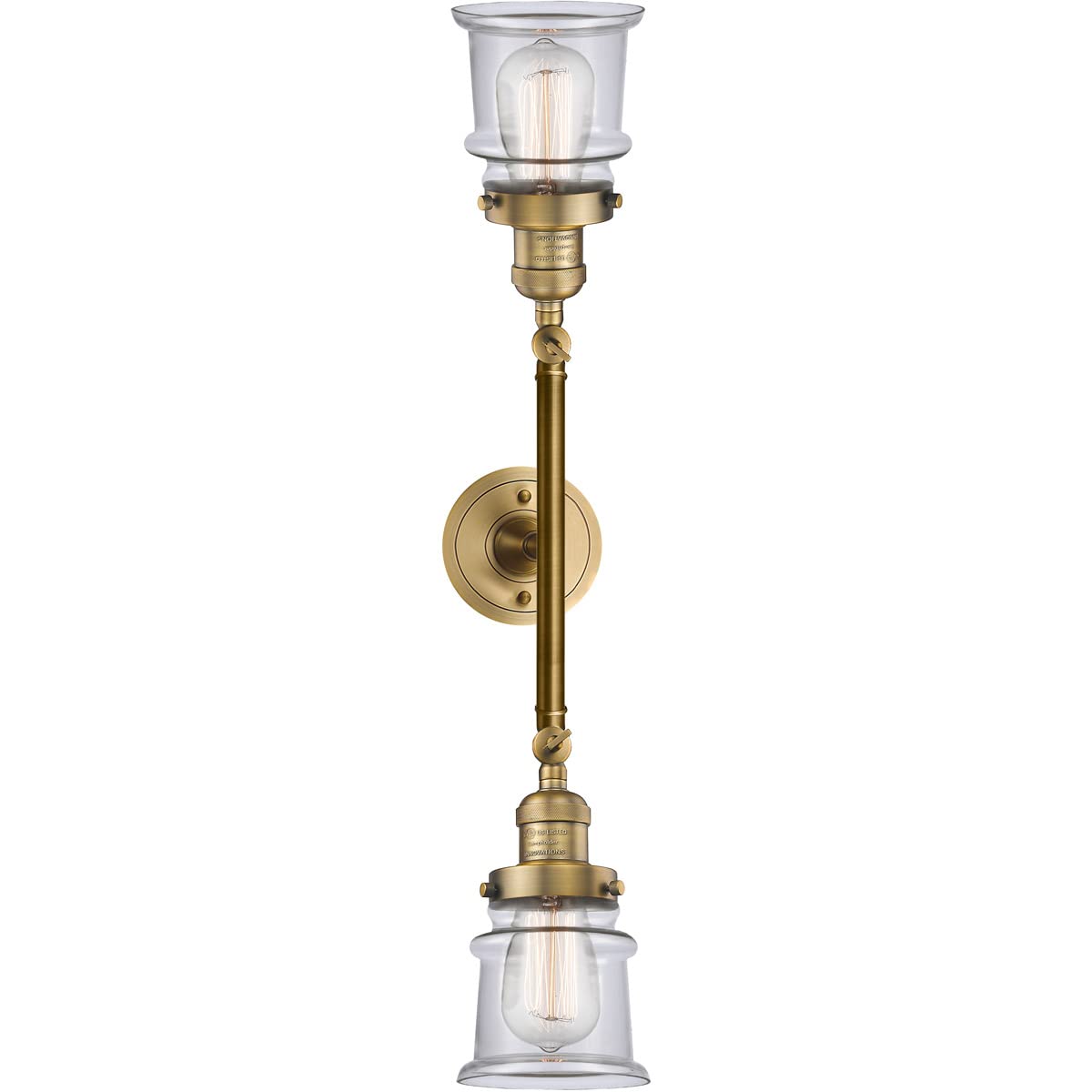 Franklin Restoration Collection 2-Light Bathroom Vanity Light in Brushed Brass - Small Canton Design with LED Bulbs - Perfect for Bathroom, Powder Room & Dressing Room Lighting