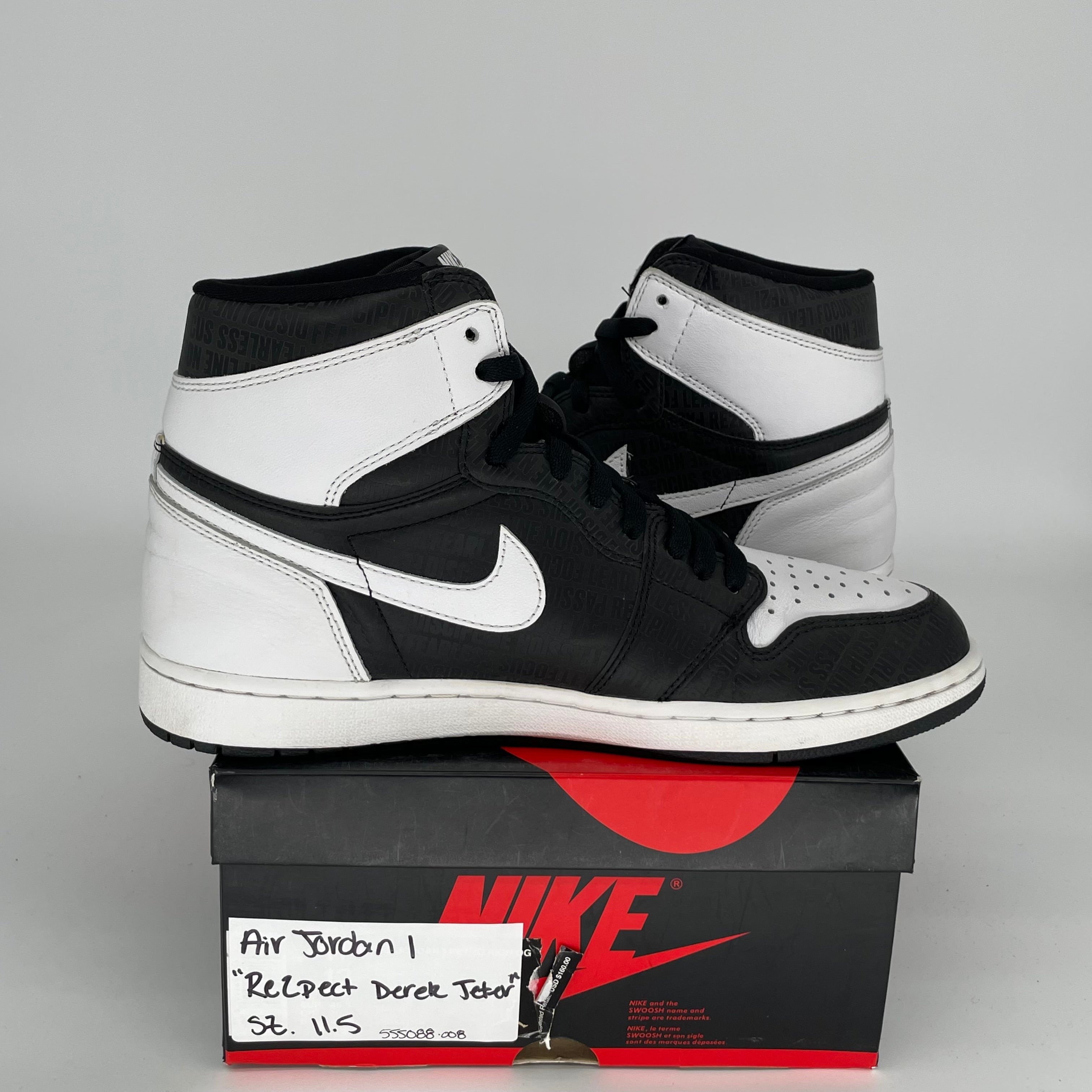 AIR JORDAN 1 RE2PECT DEREK JETER Sneakers - Men's Size 11.5 (555088-008) - Retro Basketball Shoes for Casual Wear & Street Style
