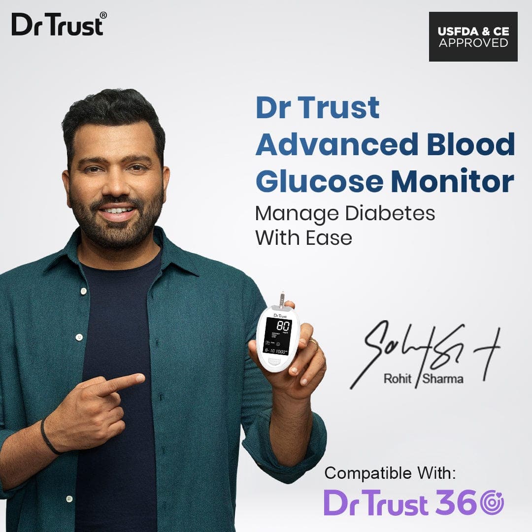 Dr Trust USA Gold Standard Glucometer - Accurate Blood Sugar Testing Monitor with 60 Test Strips (White) - Ideal for Diabetes Management at Home & Travel