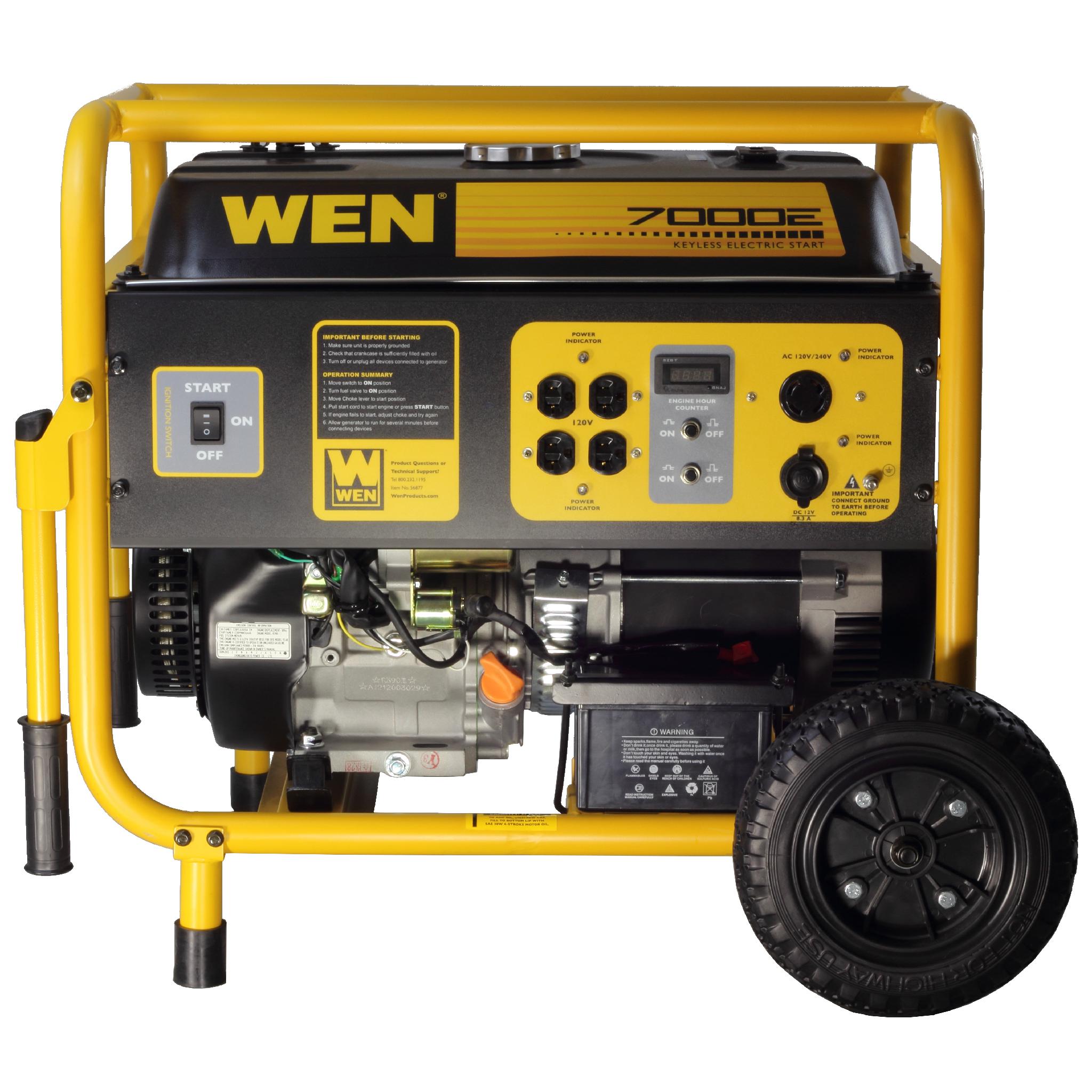 WEN 56682 7000 Watt Portable Electric Start Generator - Power Backup for Home, Camping & Emergency Use