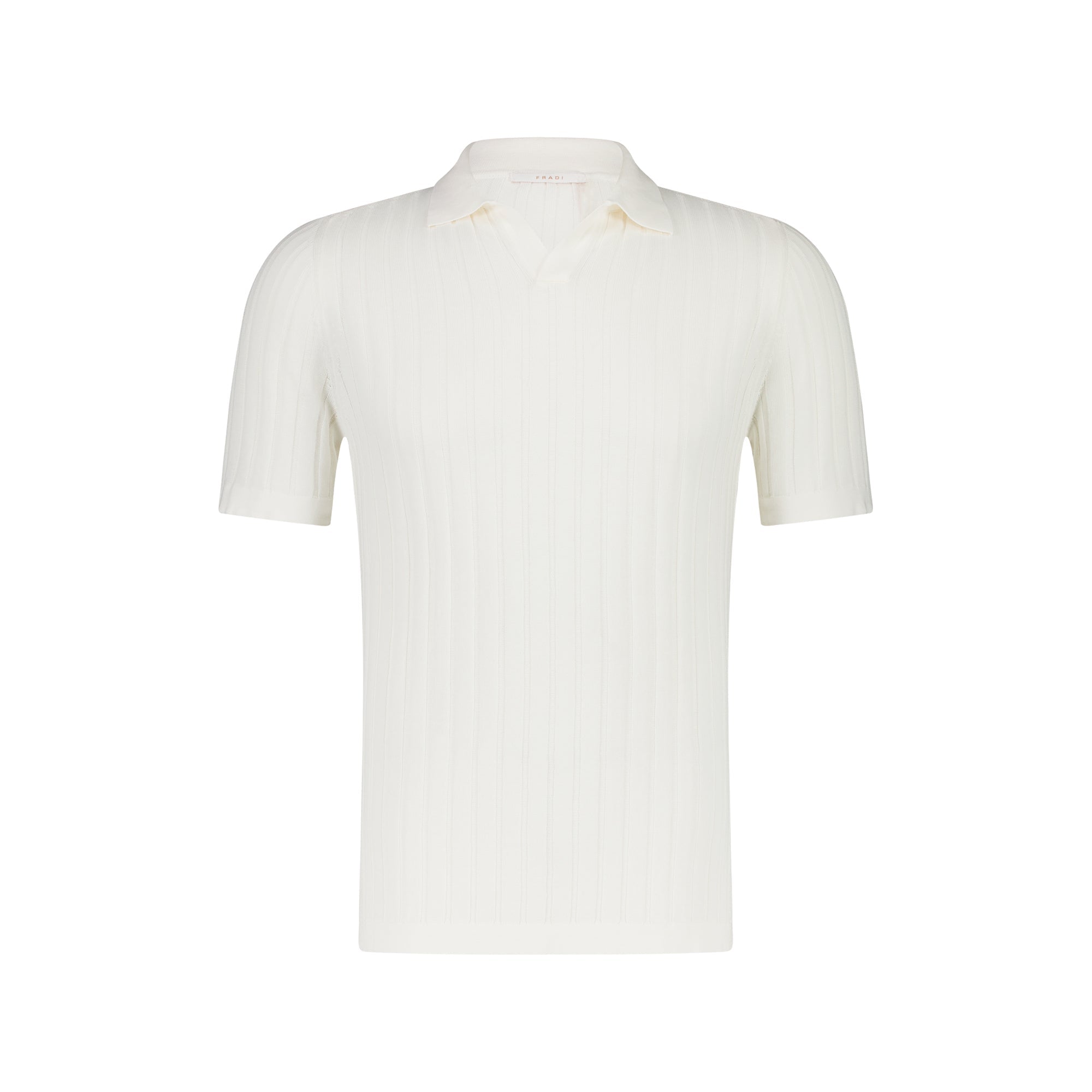 FRADI Men's Short Sleeve Ribbed Polo Shirt - Breathable Cotton Blend Casual Top for Golf, Work & Summer Outfits (White)