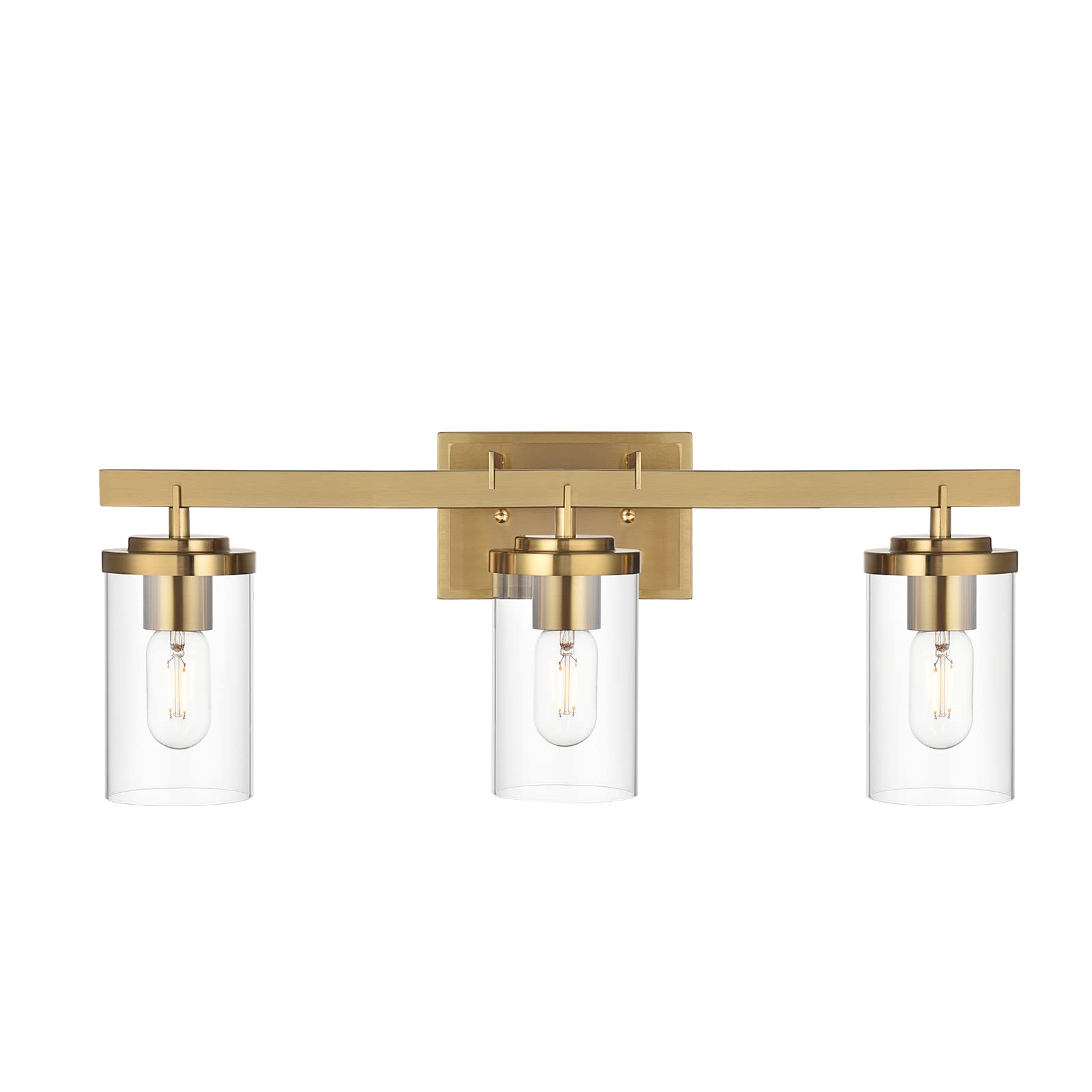 BONLICHT Brushed Brass Vanity Lights - 3 Head Modern Bathroom Wall Sconce, Gold Wall Mounted Lighting Fixture for Mirror, Kitchen, Hallway, Living Room & Workshop - Elegant Indoor Illumination for Home Decor