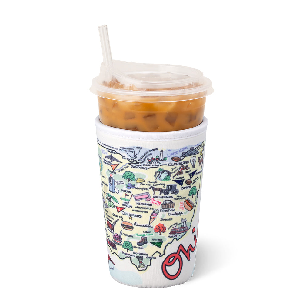 Ohio Medium Iced Cup Coolie - Insulated Beverage Sleeve for 16-20oz Tumblers | Perfect for Coffee, Iced Drinks & Cold Beverages | Keep Drinks Cold at Work, Picnics & Outdoor Events