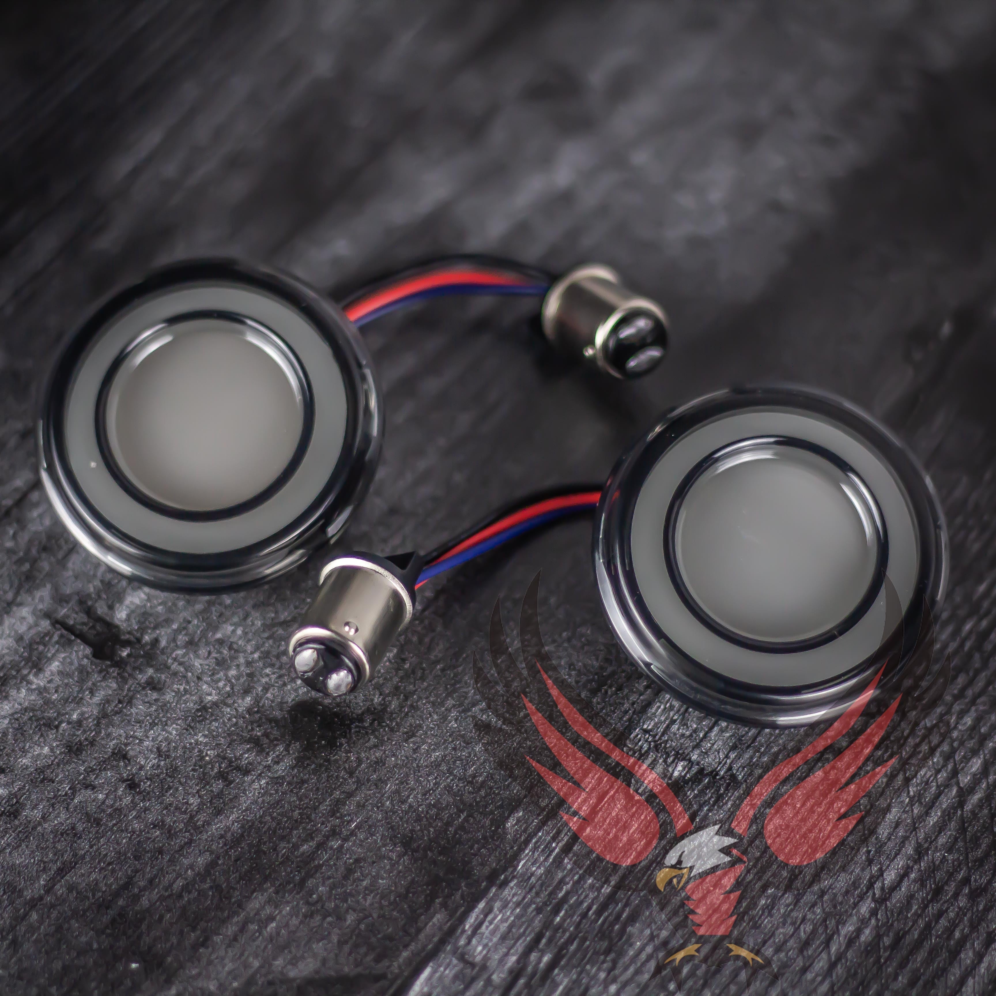 Eagle Lights HALOS 2 LED Turn Signals for Harley Davidson Motorcycles - Front (1157) & Rear (1156) - Bright LED Bulbs for Enhanced Visibility and Safety on Night Rides