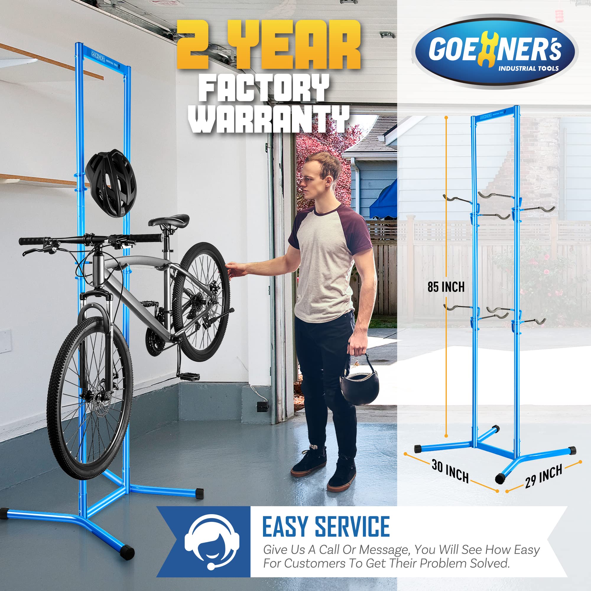 4 Bike Rack Garage Stand (Max 240lb Capacity) - Adjustable Freestanding Vertical Bike Storage Organizer for Indoor Use | No Drill Installation | Fits All Bike Styles | Perfect for Home, Garage & Apartment Storage