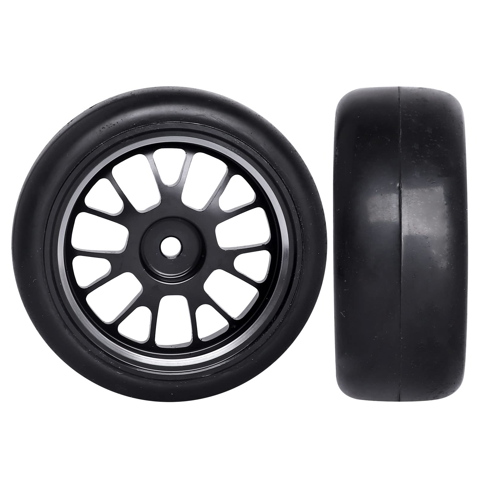 PreGlued 1/10 Scale RC On-Road Wheels & Tires - 12mm Hex Aluminum Alloy Rims for Touring Drift Cars (Set of 4, Edition D) - Perfect for Competitive Racing & Drift Tracks