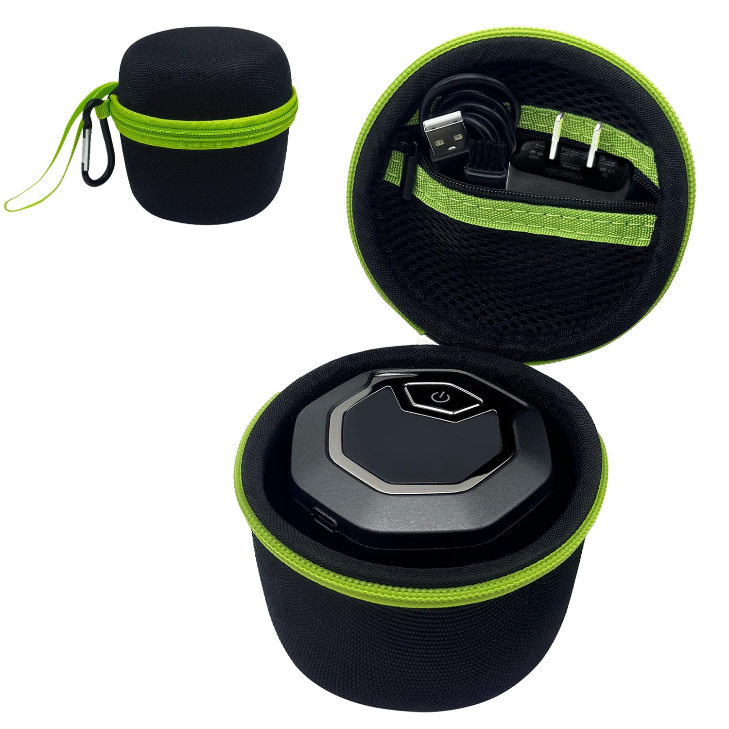 Hard Travel Case for Microtouch, Tustow, Redbreak & SOLIMPIA Electric Shavers - Titanium Head Shaver Storage Box for Bald Men (Black/Green) | Perfect for Travel, Gym & Daily Razor Protection