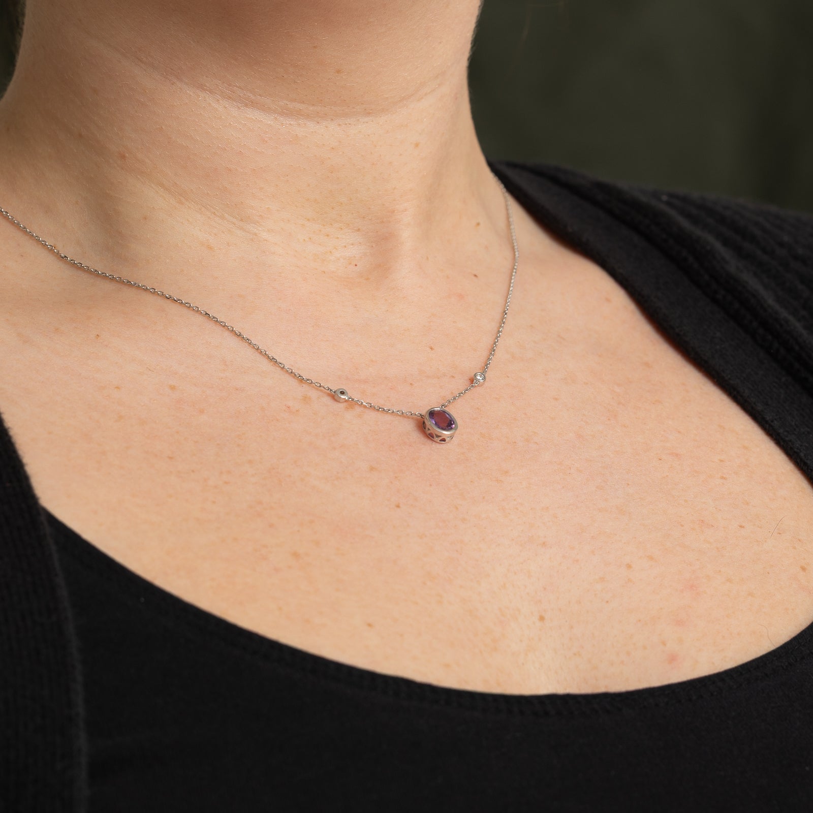 GIA Certified Natural Unheated Pink Sapphire and Diamond Pendant Necklace - 1.03ct Sapphire with 0.06ctw Diamonds - 15