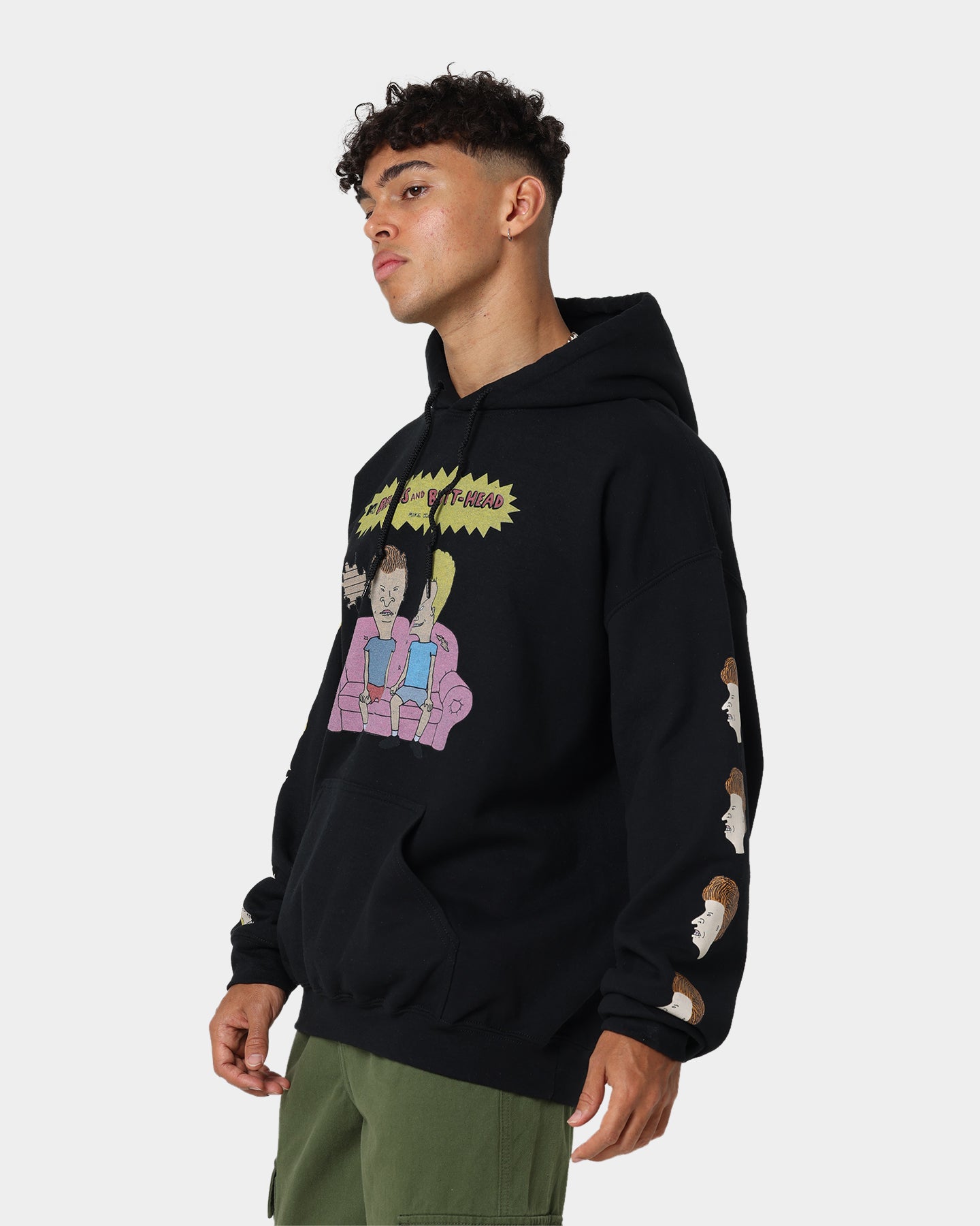 American Thrift X Beavis & Butthead Couch Hoodie - Black Pullover Sweatshirt for Men & Women | Perfect for Casual Wear, Lounge & Street Style