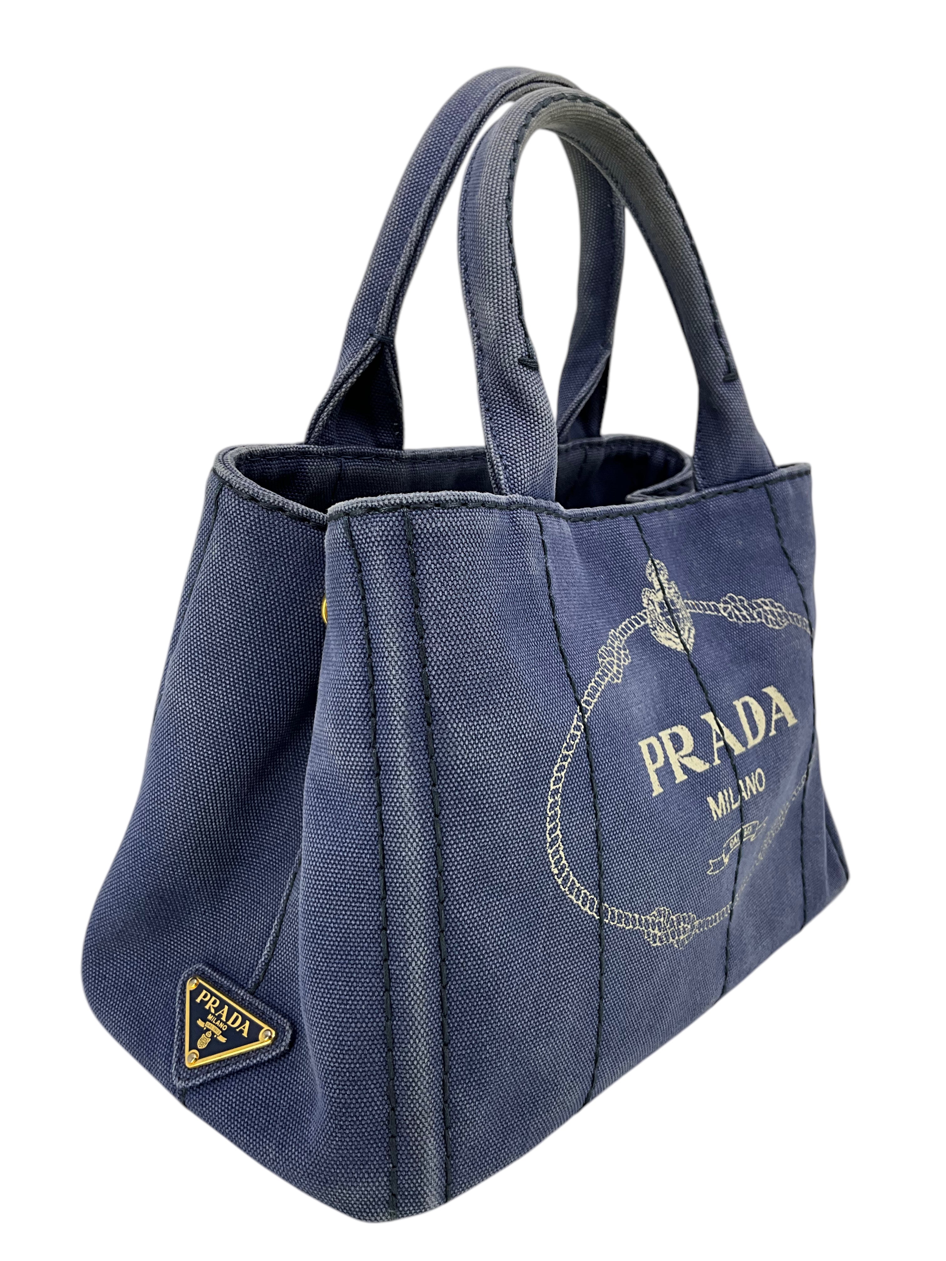 PRADA Canapa Convertible Canvas Small Tote Bag - Luxury Designer Handbag for Women | Perfect for Work, Travel & Everyday Use