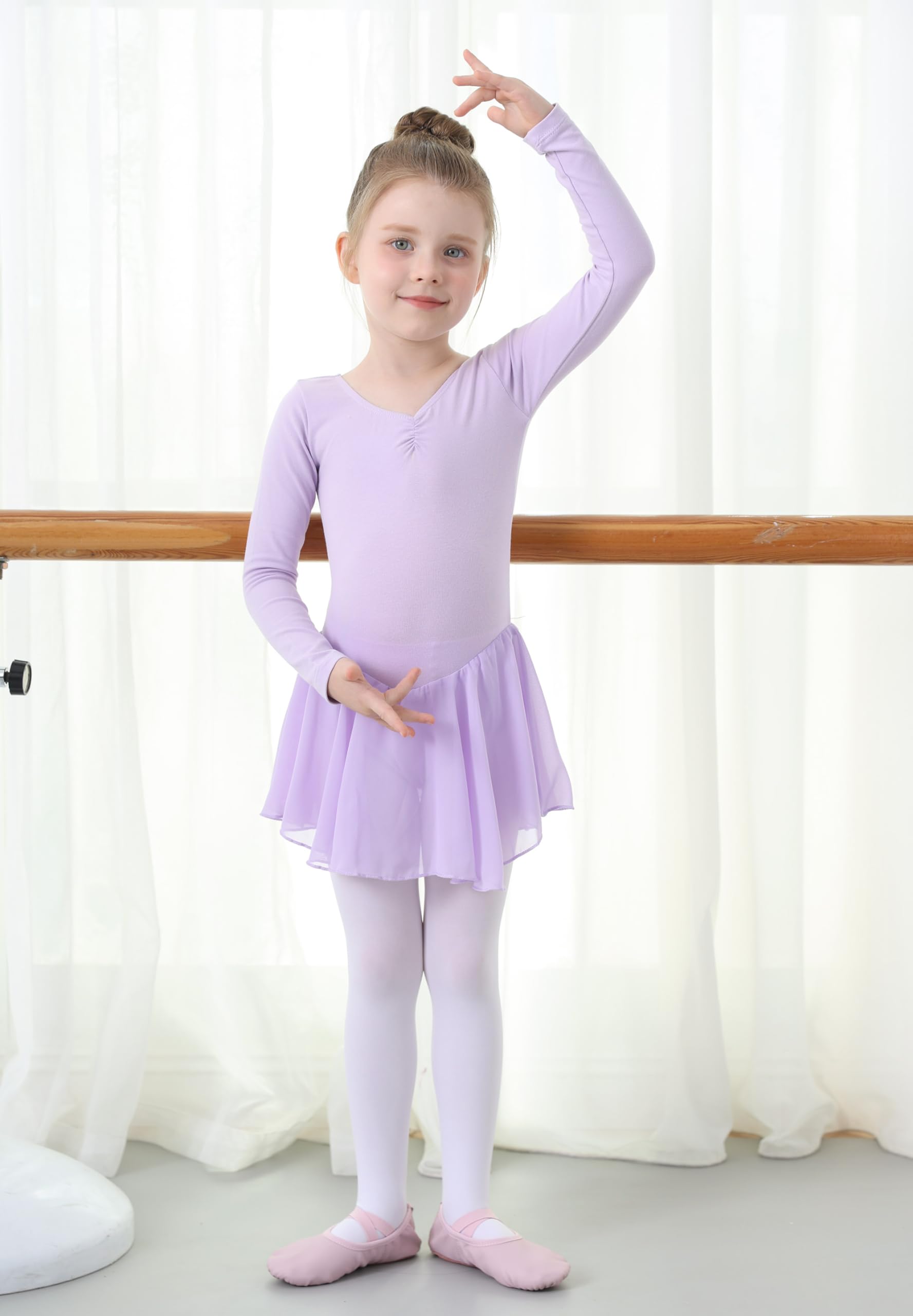 Girls Ballet Leotard with Skirt - Toddler Dance Outfit for Ballet & Gymnastics | Classic Short Sleeve Ballerina Dress for Recitals & Practice