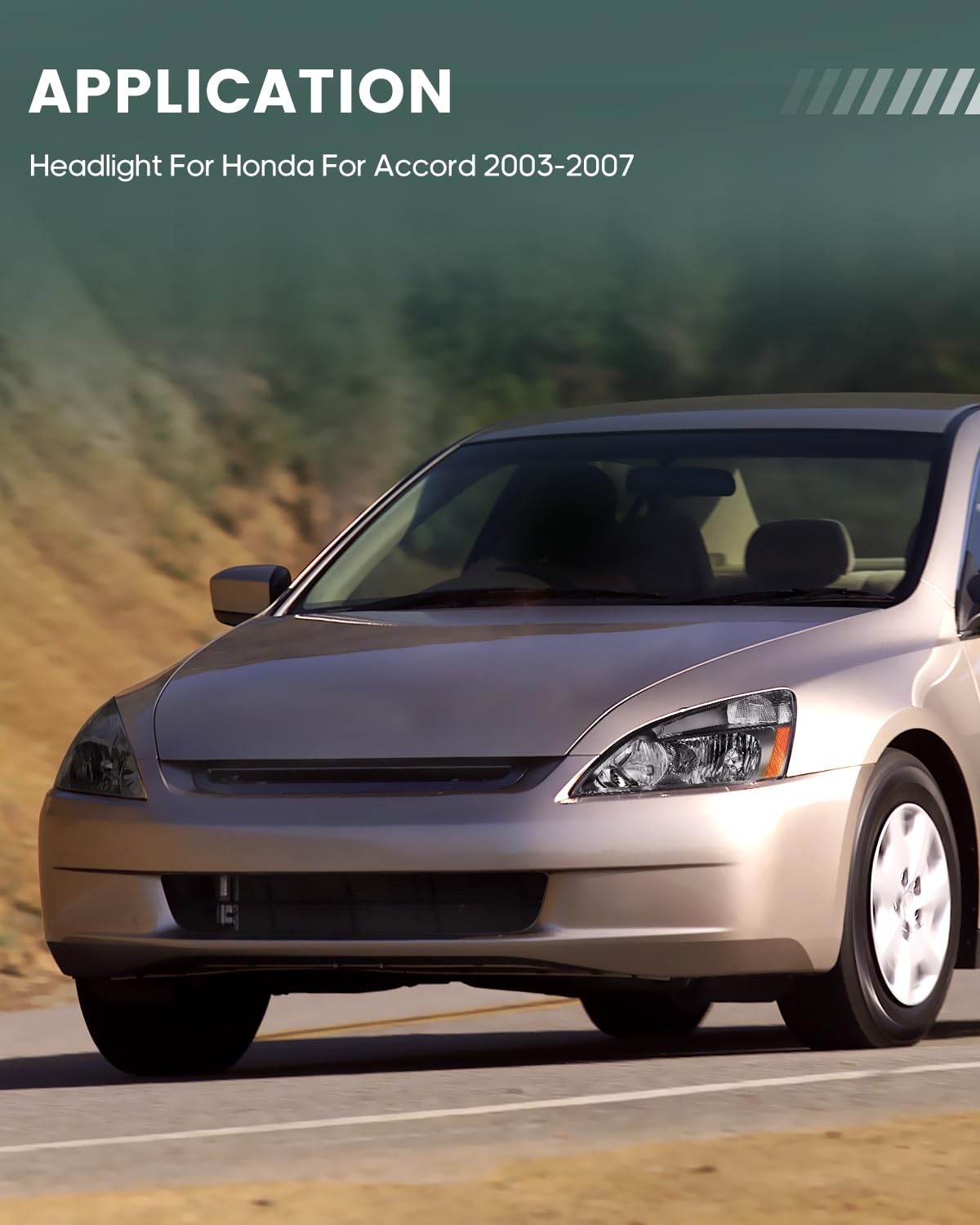 SCITOO Black Housing Headlight Assembly with Amber Reflector & Clear Lens - Compatible with Honda Accord 2003-2007 Models | Perfect for Night Driving & Foggy Conditions