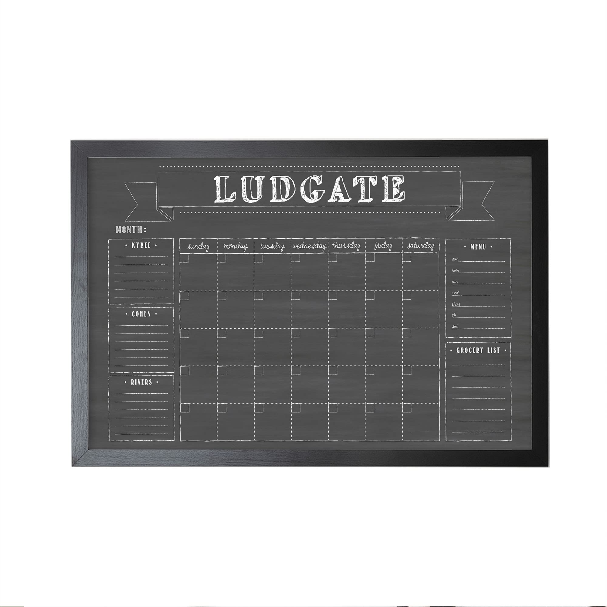 Large 36x24 Wall Calendar - Dry Erase & Chalkboard Command Center for Family Organization - Reusable Framed Perpetual Calendar 2023 - Perfect for Home, Office & School Planning