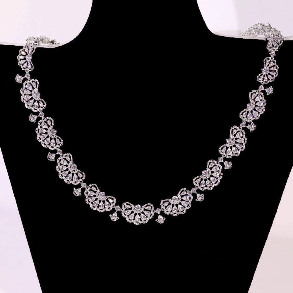 Luxury 2-Piece Nigeria Bridal Jewelry Set with Zirconia - Elegant Dubai Necklace & Earrings for Women - Perfect for Weddings, Anniversaries & Special Occasions