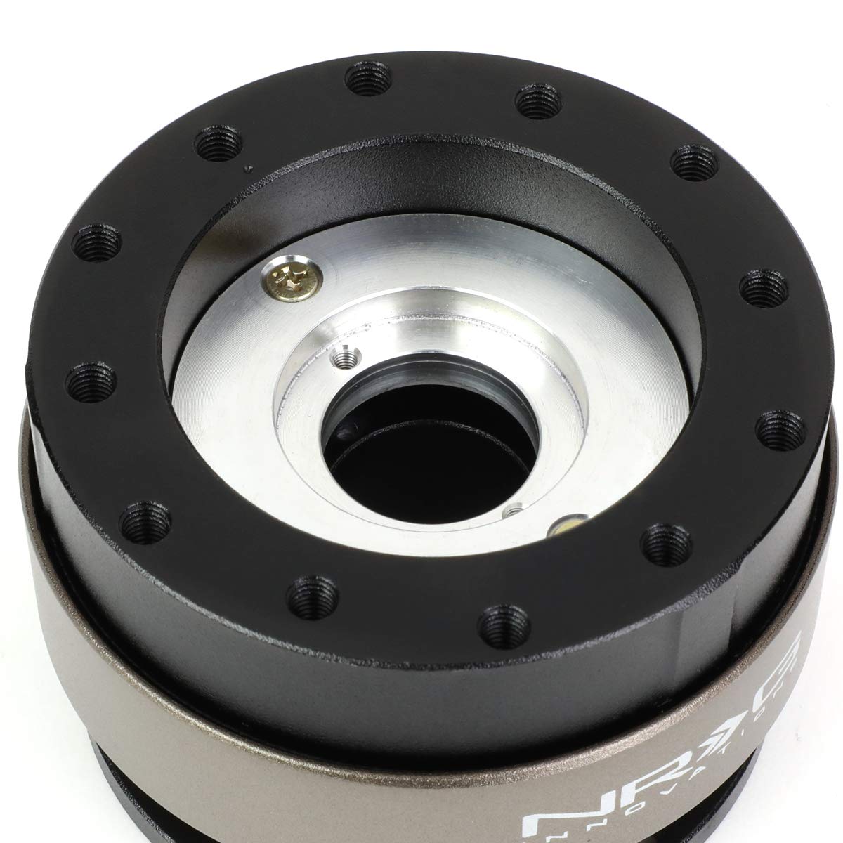 NRG Innovations SFI 2.0 Quick Release Steering Wheel with LED Keychain Flashlight - Black Body & Titanium Ring (NRG-SRK-200-1BK) | Perfect for Racing, Drifting & Car Enthusiasts