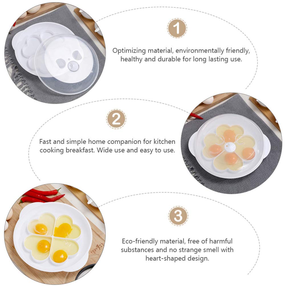 SOLUSTRE 4-Cavity Microwave Egg Poacher - Heart-Shaped Egg Cooker & Steamer for Perfect Poached Eggs - Quick & Easy Breakfast Maker for Kitchen & Home - Ideal for Healthy Meals, Meal Prep & Family Cooking