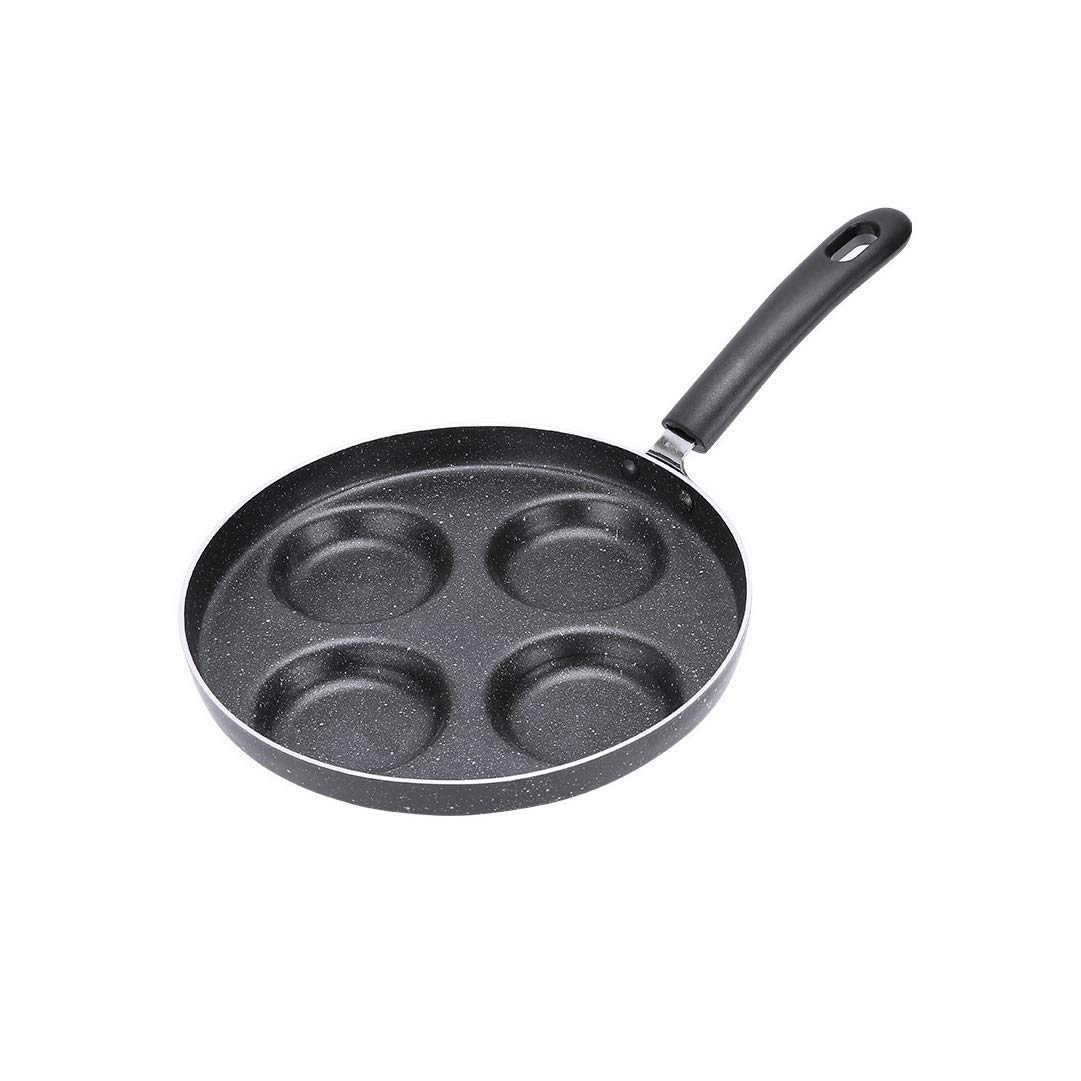 Non-Stick 4-Hole Omelet Pan - Egg Pancake Maker, Breakfast Grill Pan for Healthy Oil-Free Cooking | Perfect for Omelets, Pancakes, Sandwiches & More | Ideal for Home Kitchen, Camping & RV Use