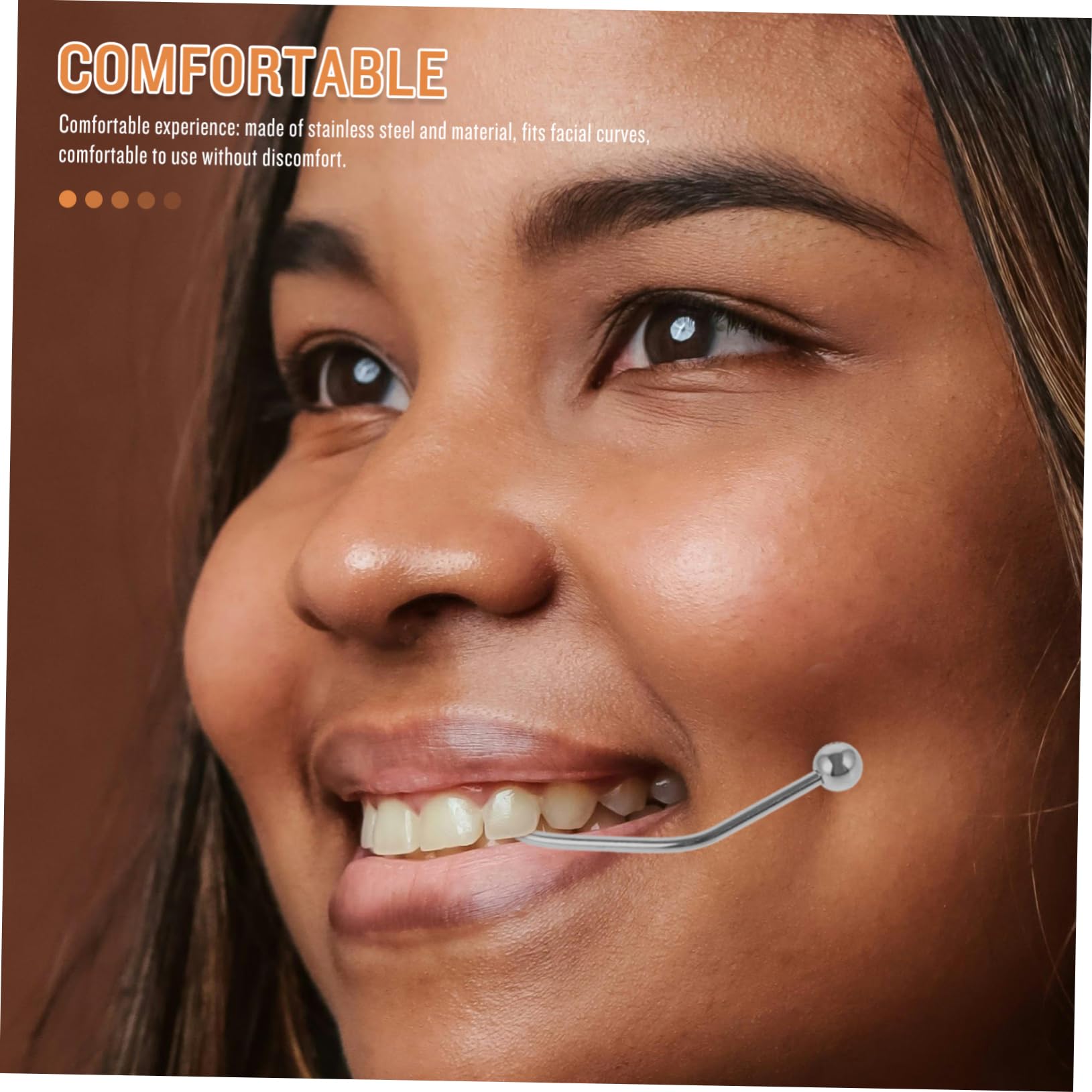 FOMIYES 2pcs Stainless Steel Dimple Trainer & Cheek Clip - Facial Exercise Tool for Natural Dimples Creation, Face Slimming & Beauty Care | Perfect for Home Use, Gym, or Travel