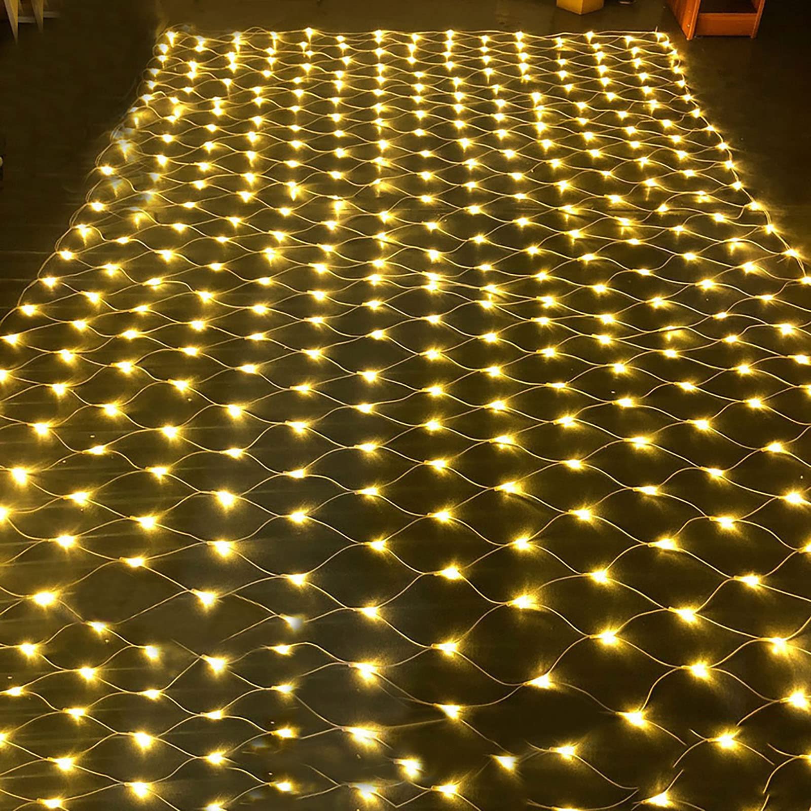Outdoor LED Net Lights - 8 Modes Waterproof Christmas Fairy Lights with Memory Function, Low Voltage 96-LED String Lights for Garden, Bush, Halloween & Curtain Decor (1.5m x 1.5m, Warm White) - Perfect for Patio, Yard, Wedding & Holiday Decorations